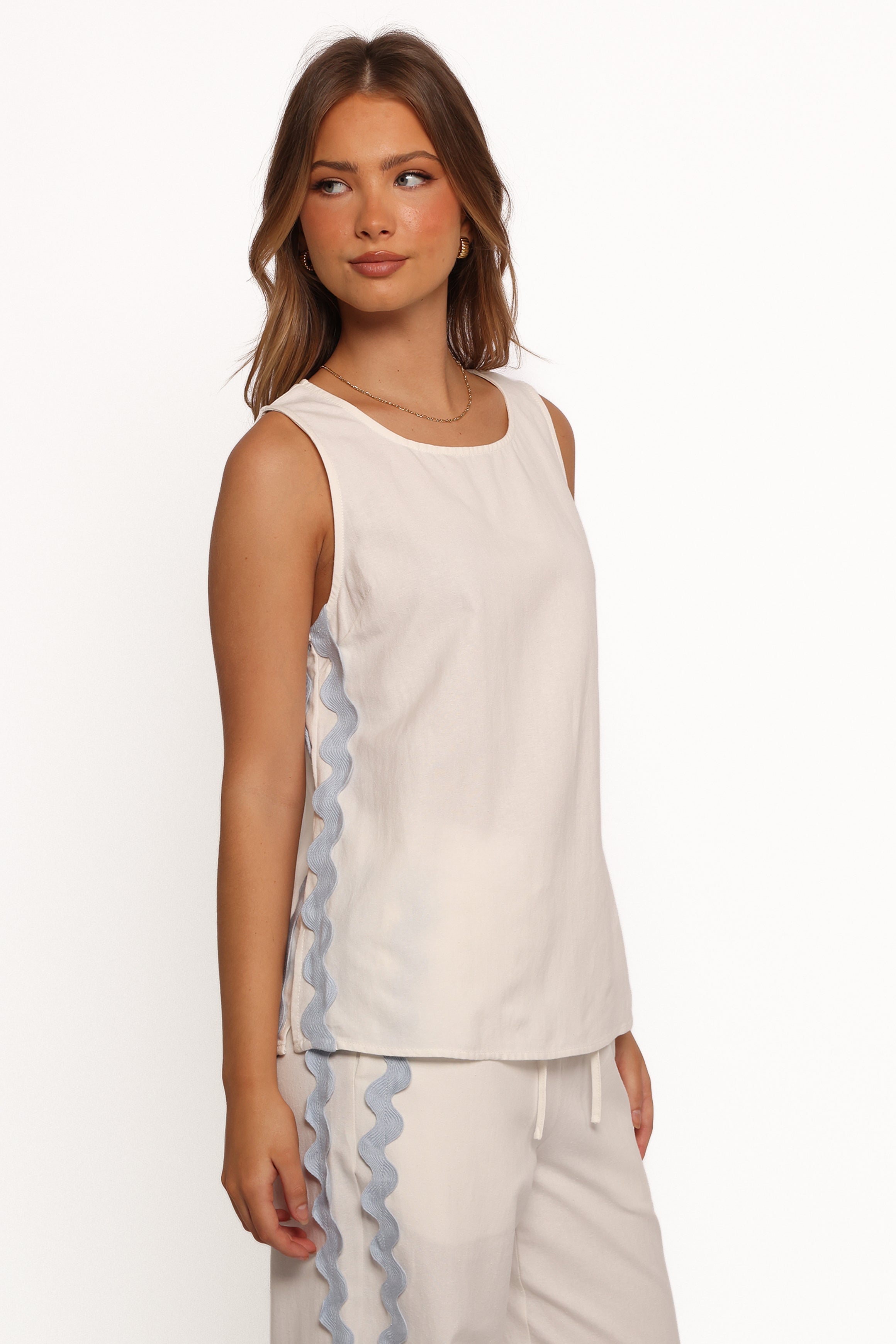 Jasinta Top - Cream Blue-Ladys Street