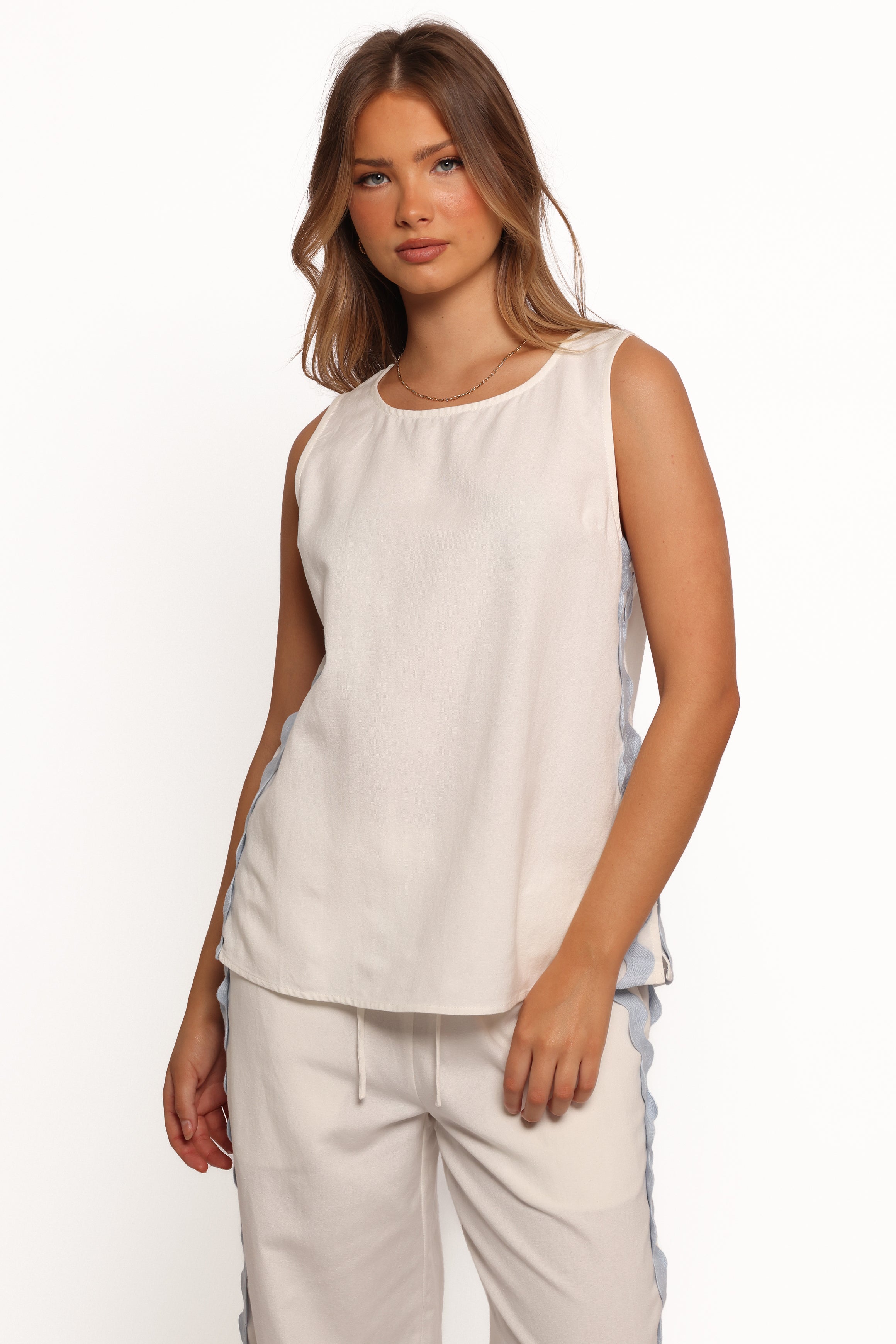 Jasinta Top - Cream Blue-Ladys Street