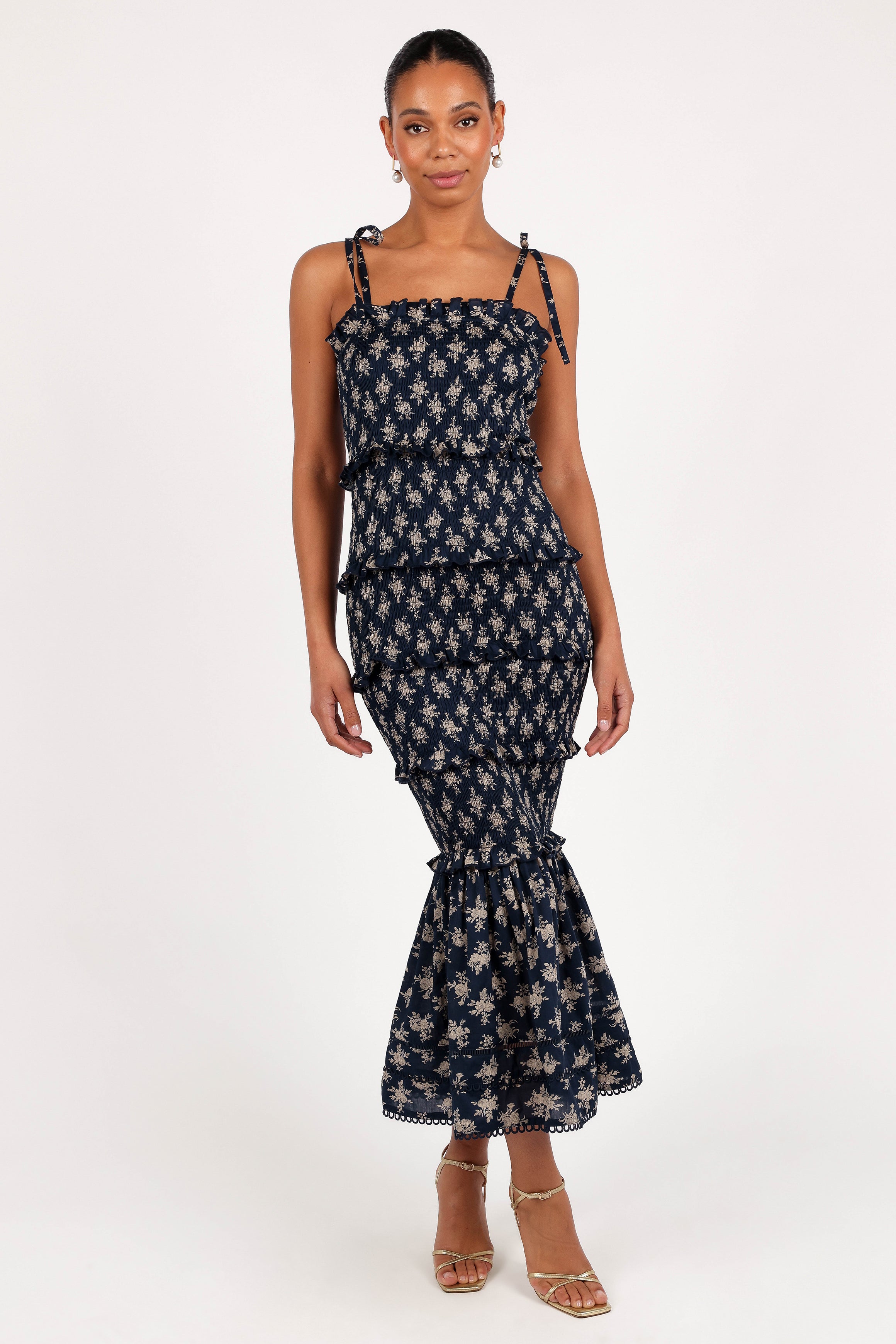 Jazy Midi Dress - Navy Floral-Ladys Street