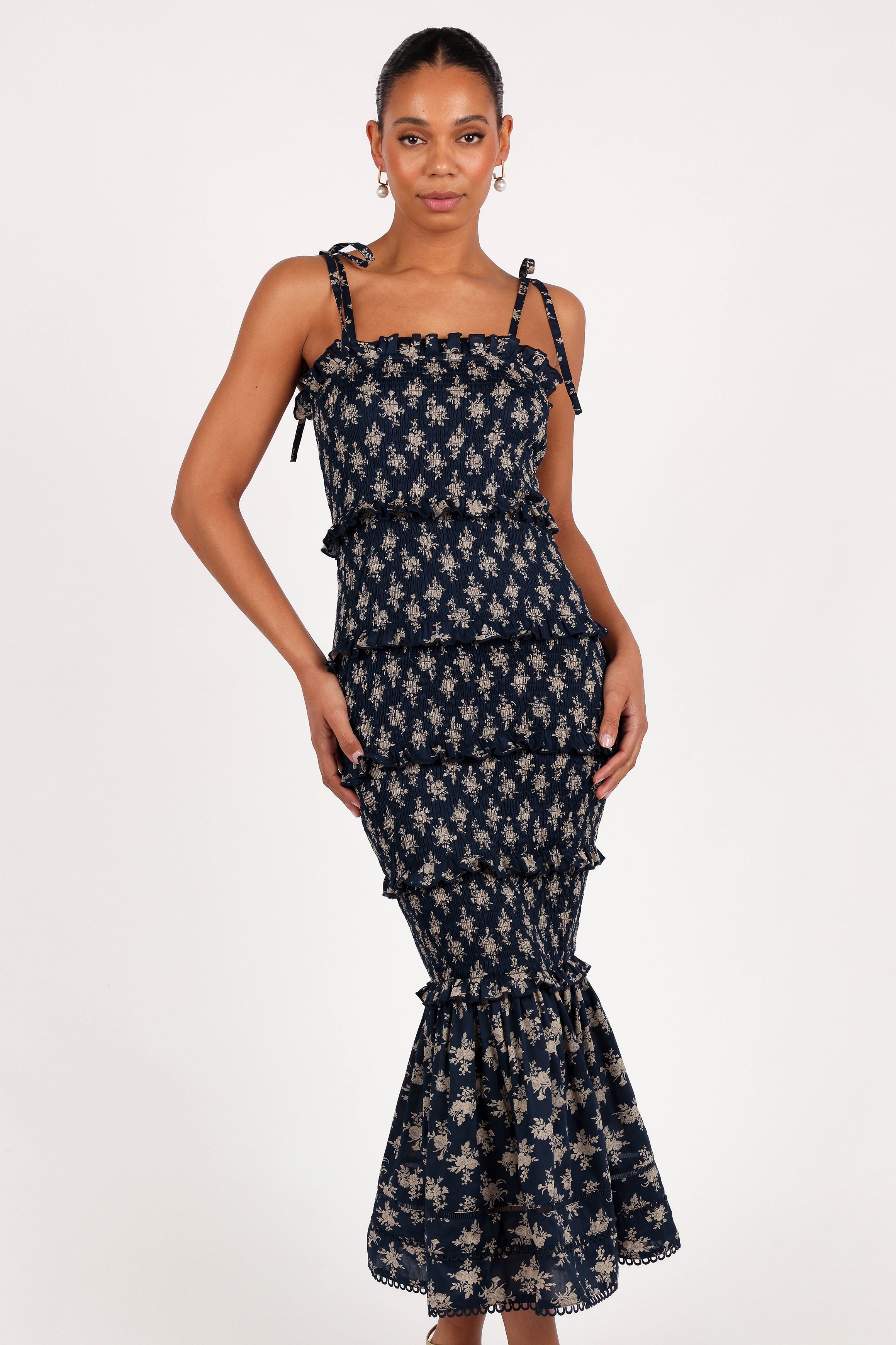 Jazy Midi Dress - Navy Floral-Ladys Street