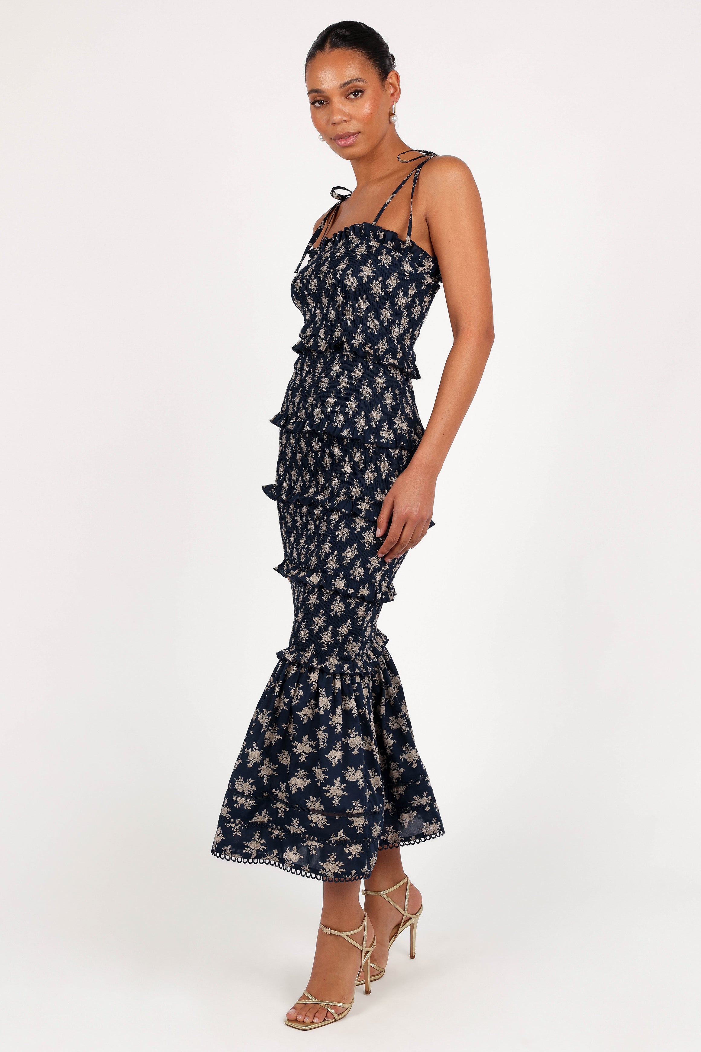 Jazy Midi Dress - Navy Floral-Ladys Street