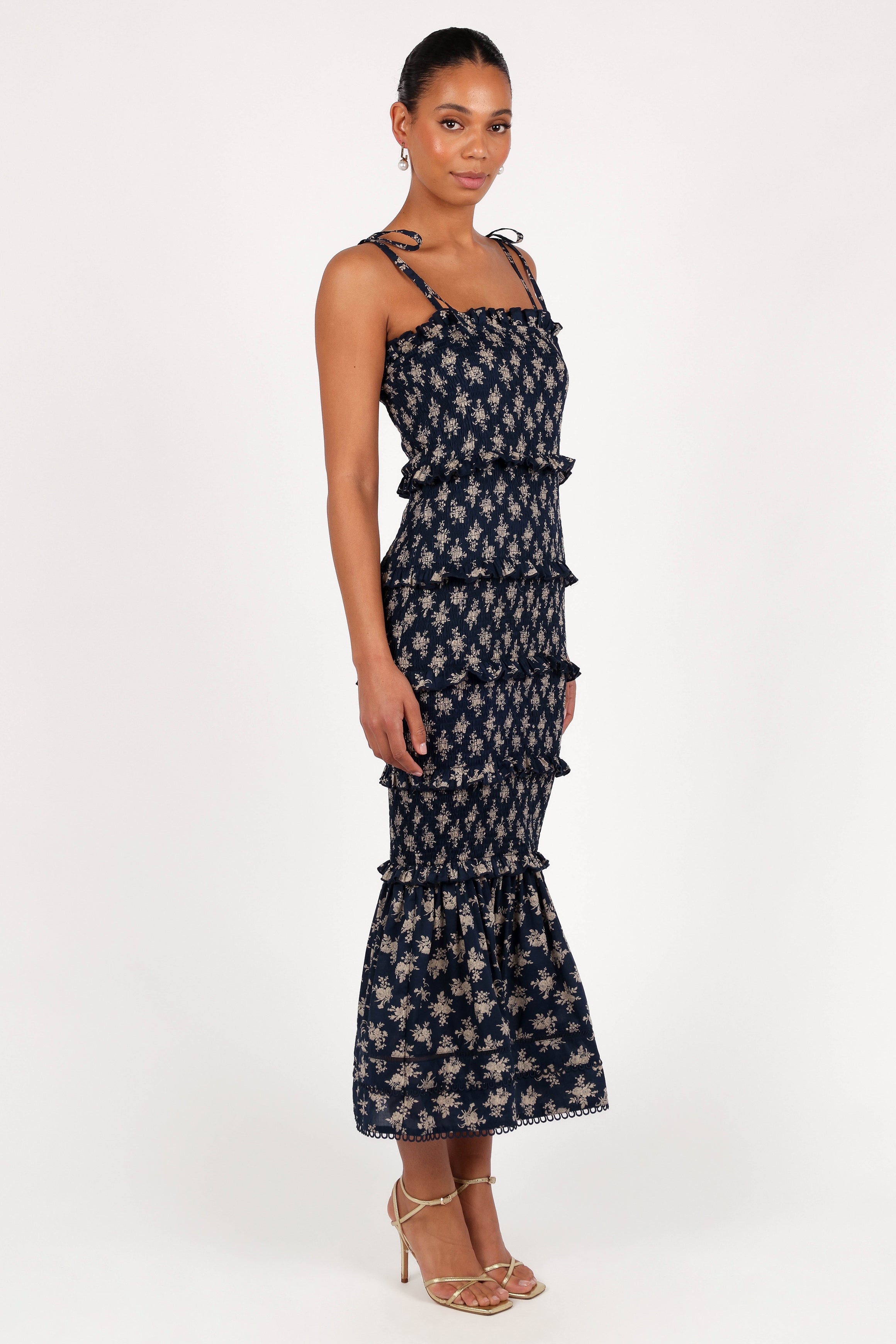 Jazy Midi Dress - Navy Floral-Ladys Street