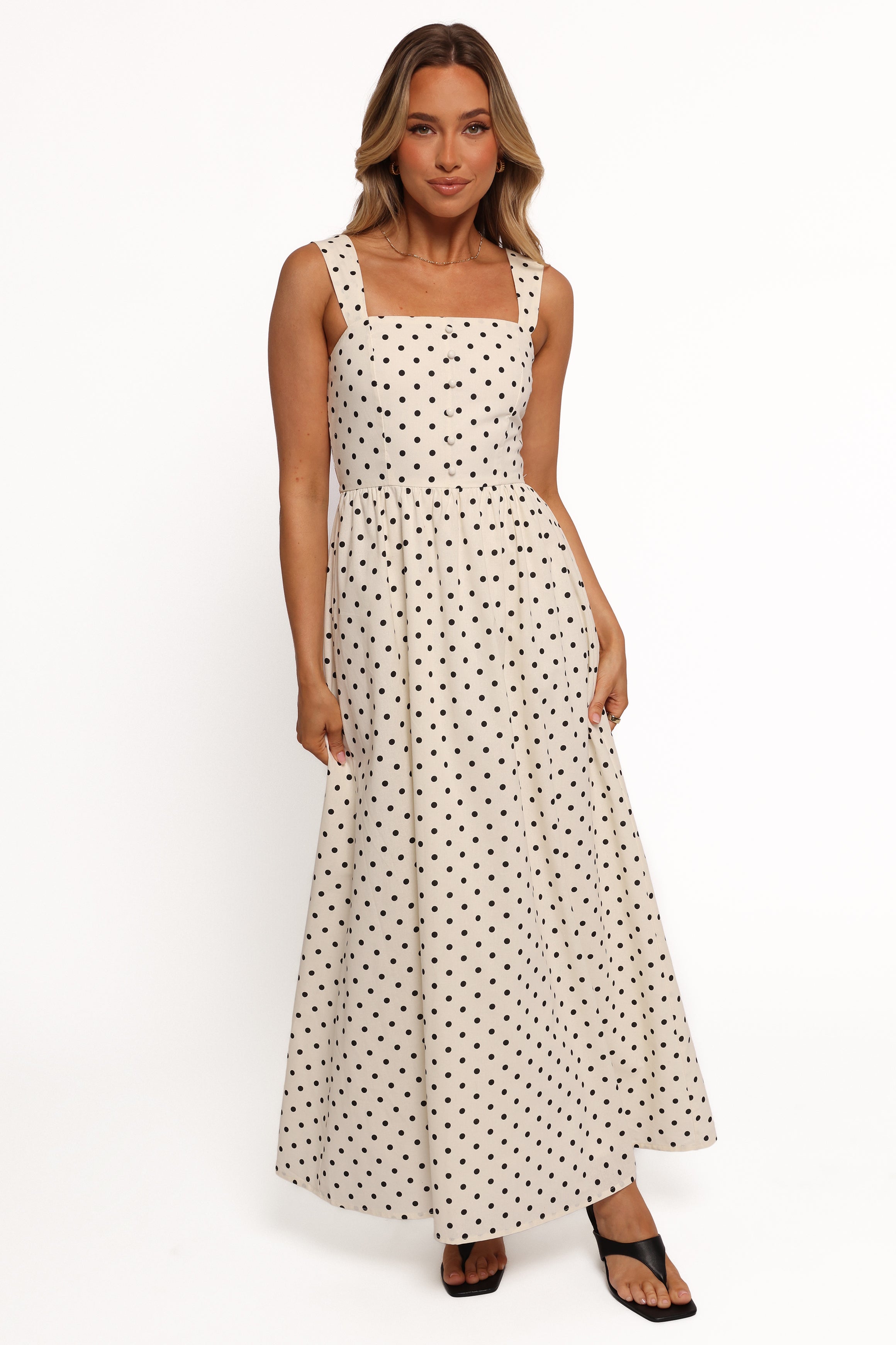 Jenni Maxi Dress - White Polka Dot-Ladys Street