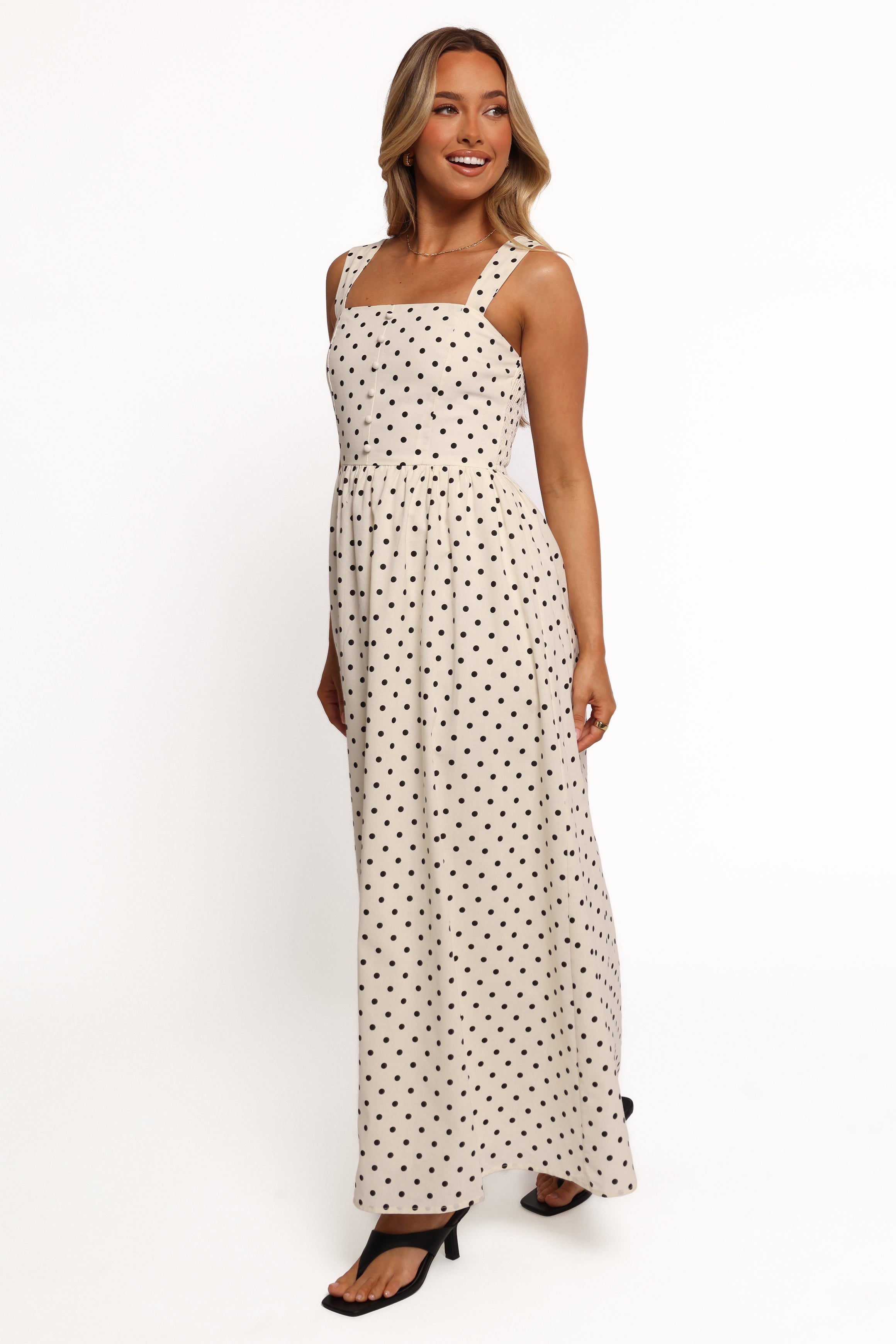 Jenni Maxi Dress - White Polka Dot-Ladys Street
