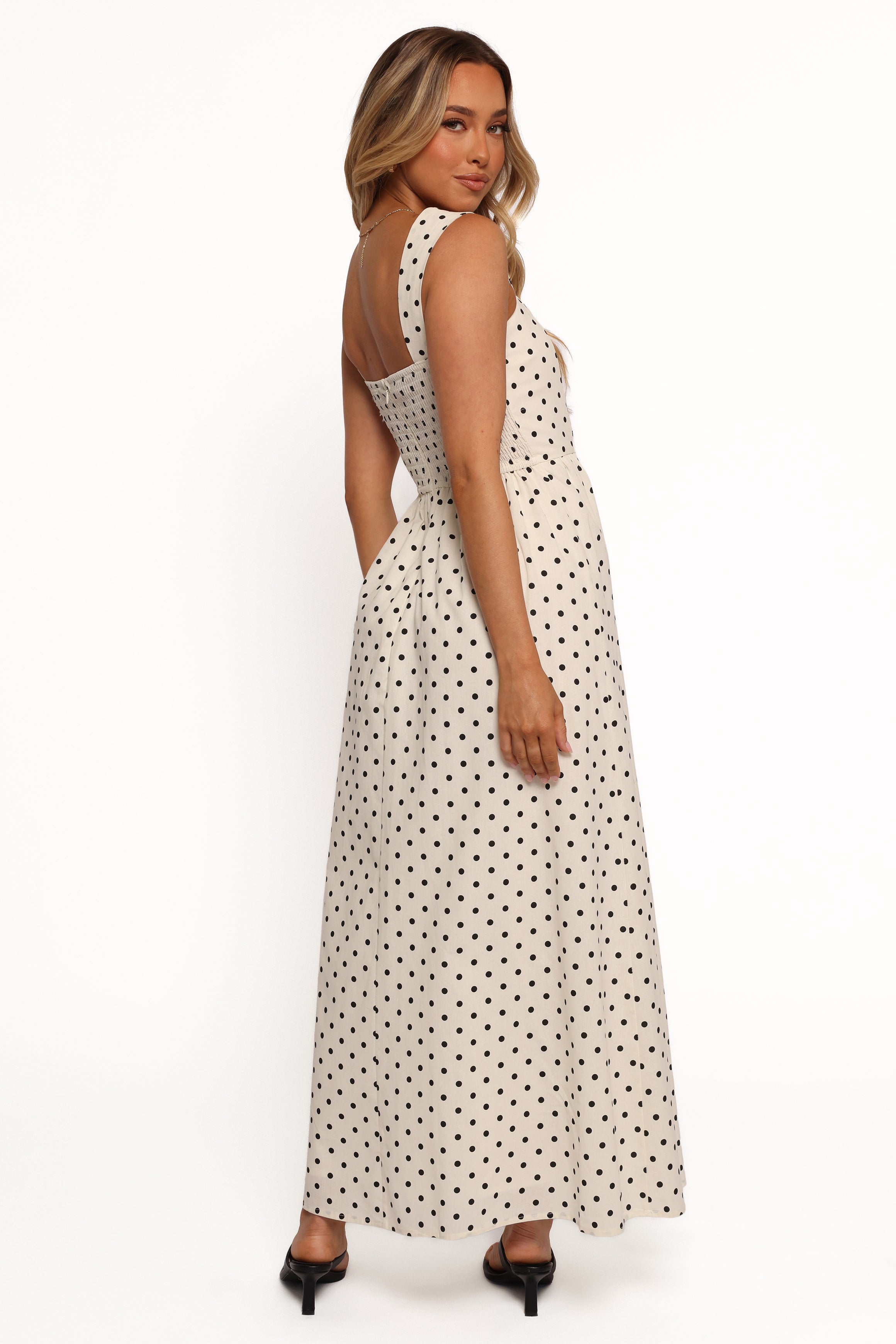Jenni Maxi Dress - White Polka Dot-Ladys Street