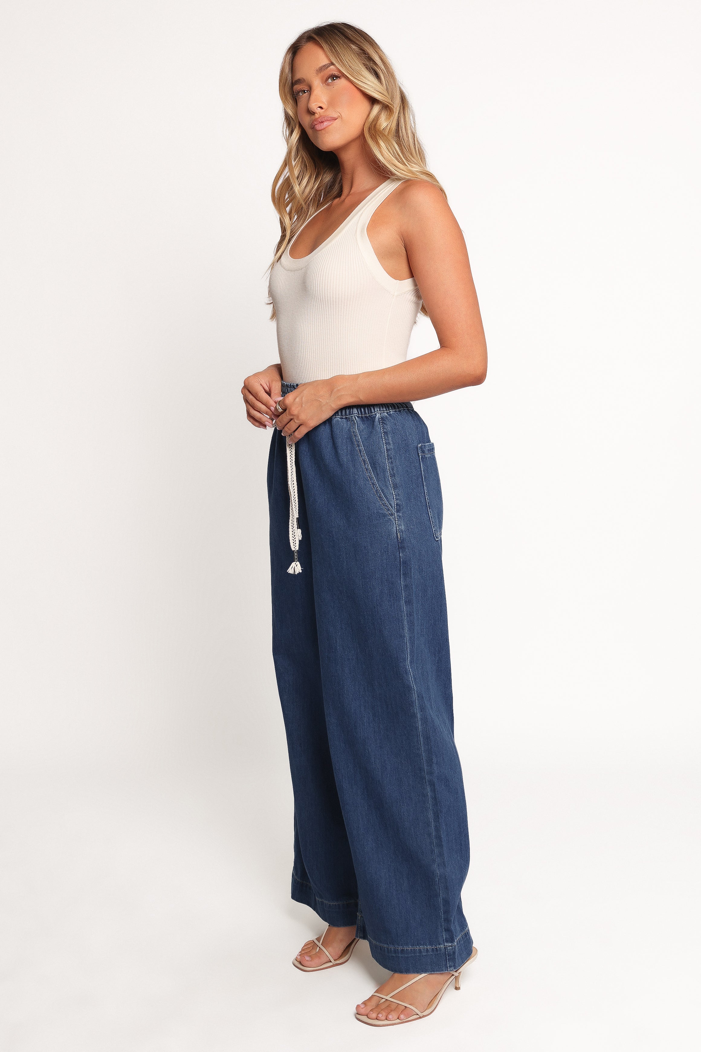 Jenni Wide Leg Pant - Denim-Ladys Street