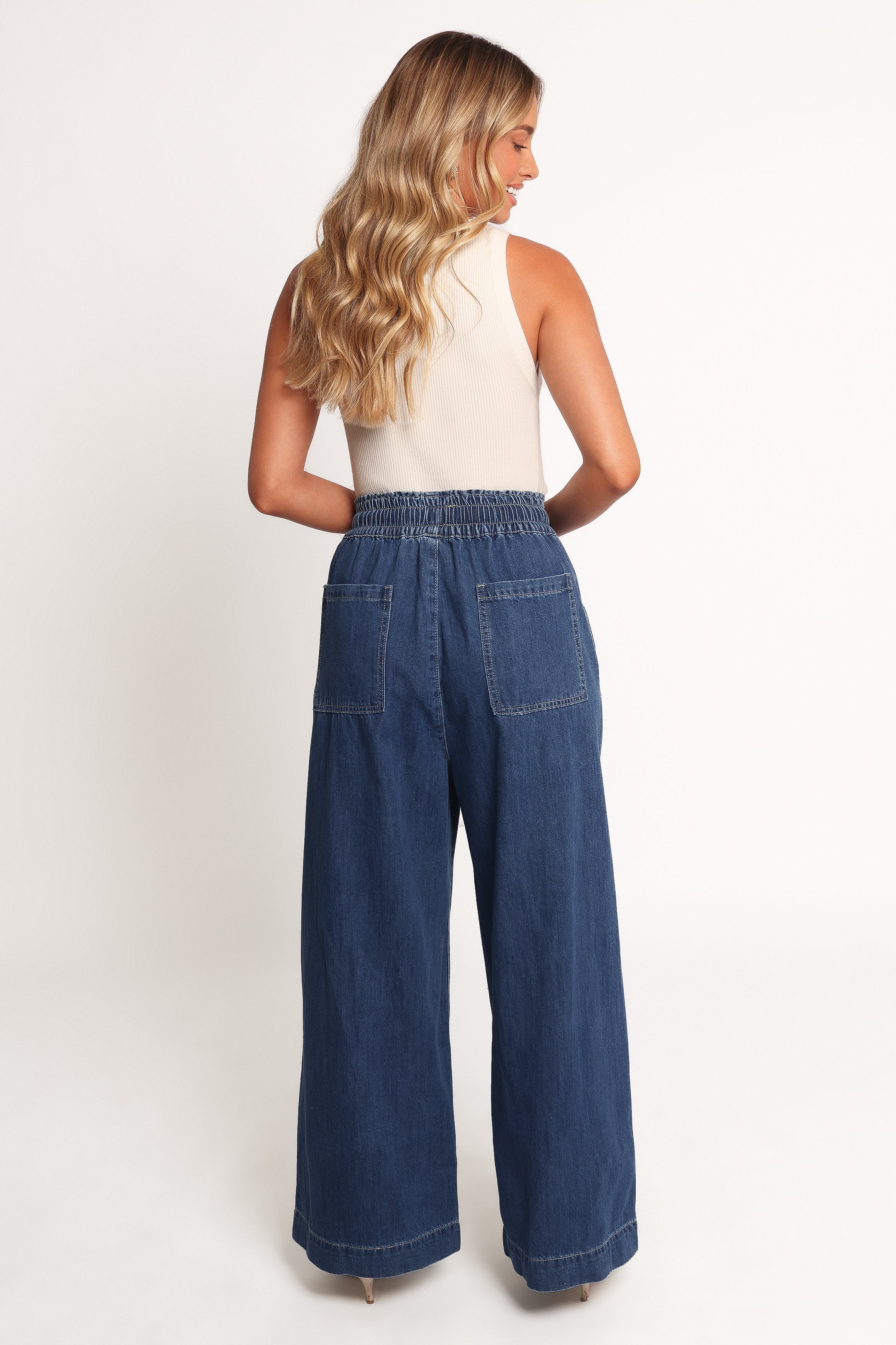 Jenni Wide Leg Pant - Denim-Ladys Street