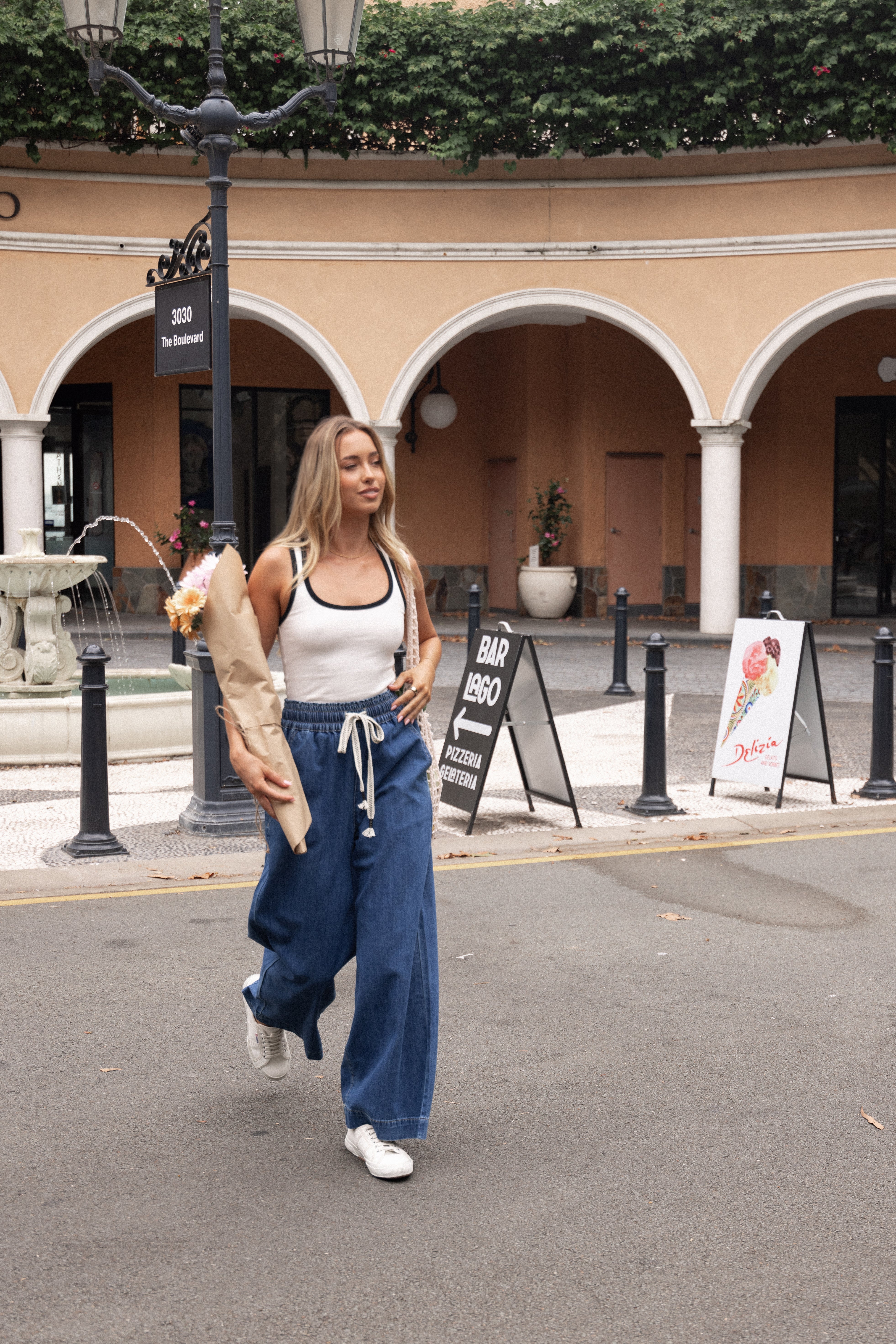 Jenni Wide Leg Pant - Denim-Ladys Street