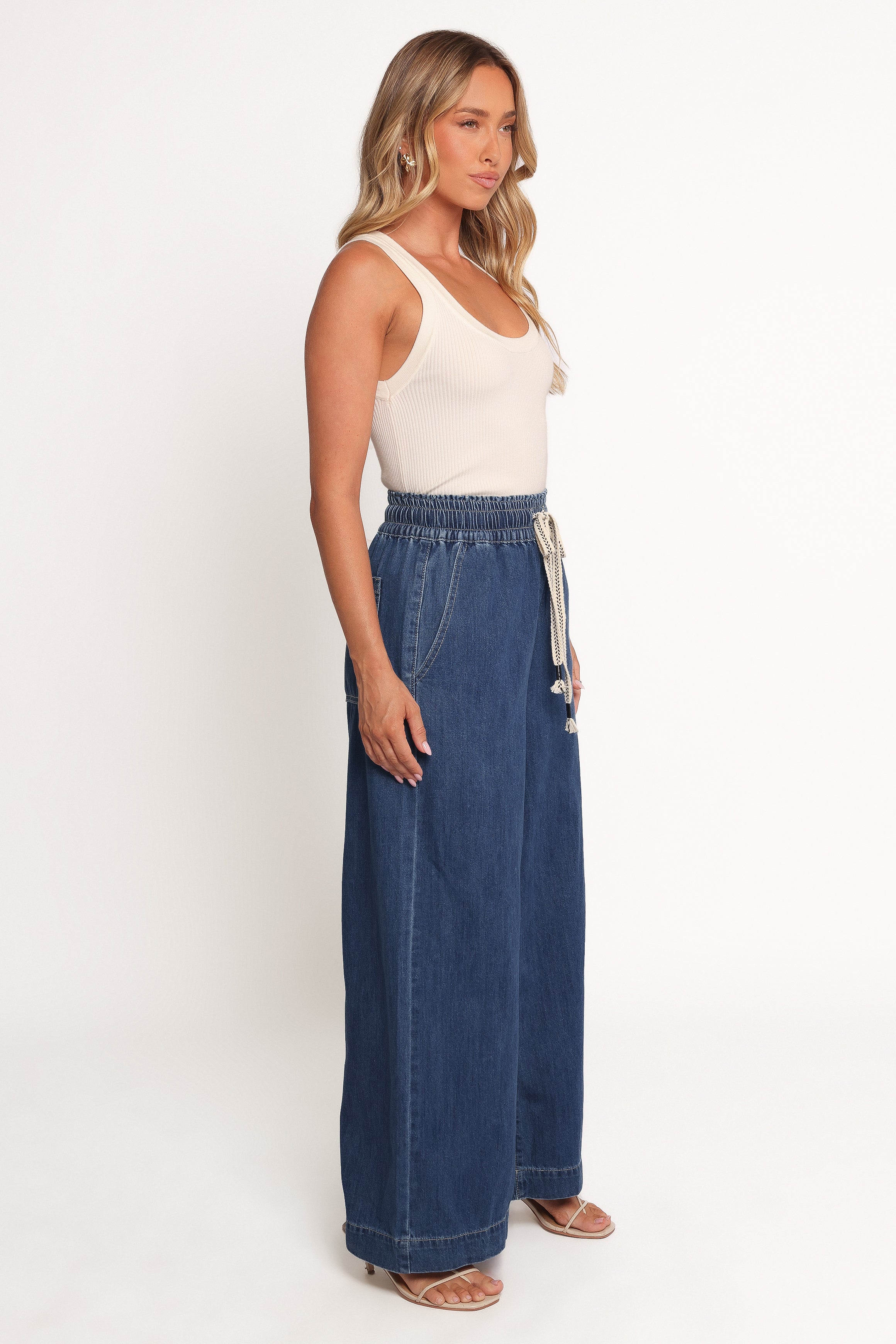 Jenni Wide Leg Pant - Denim-Ladys Street