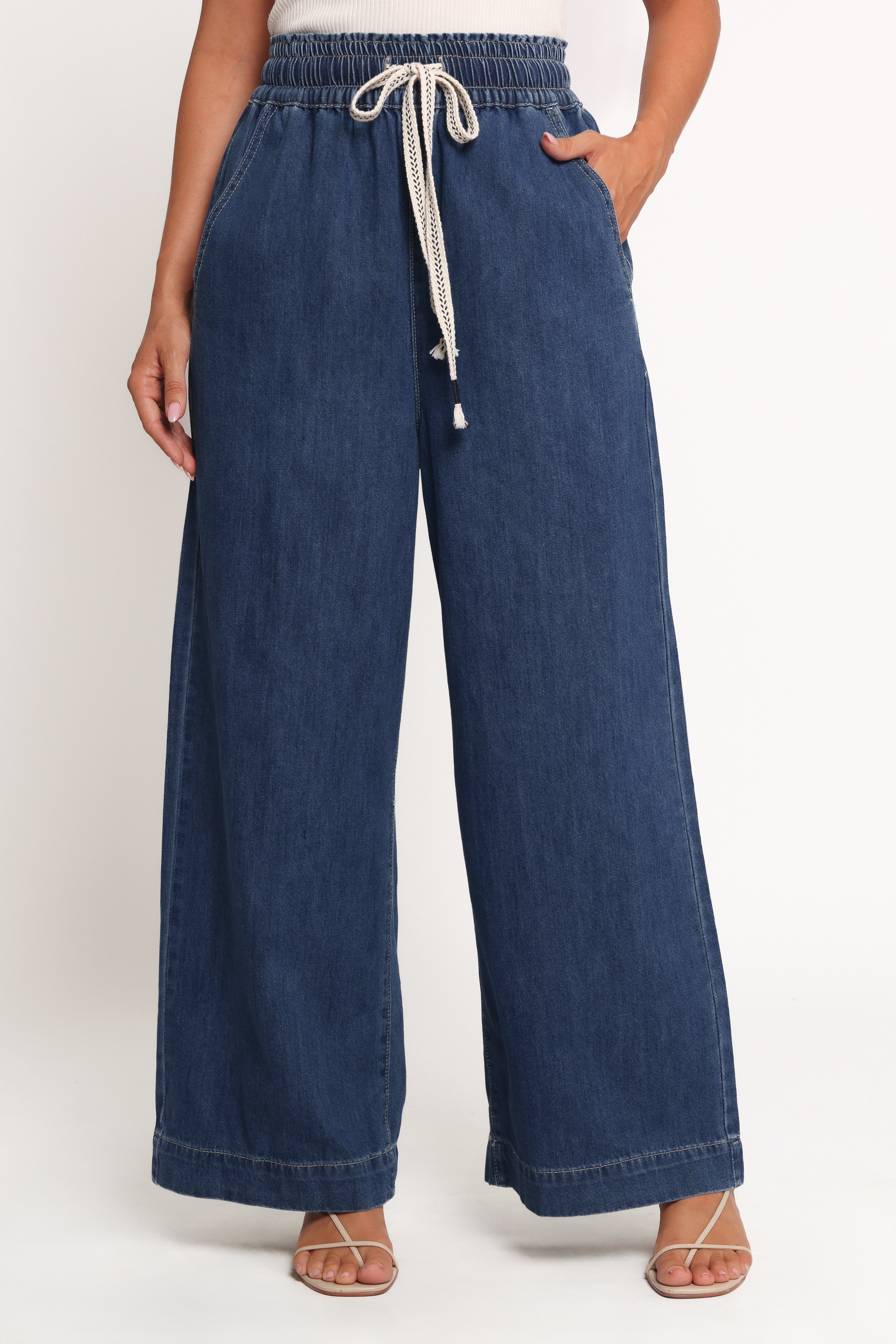Jenni Wide Leg Pant - Denim-Ladys Street