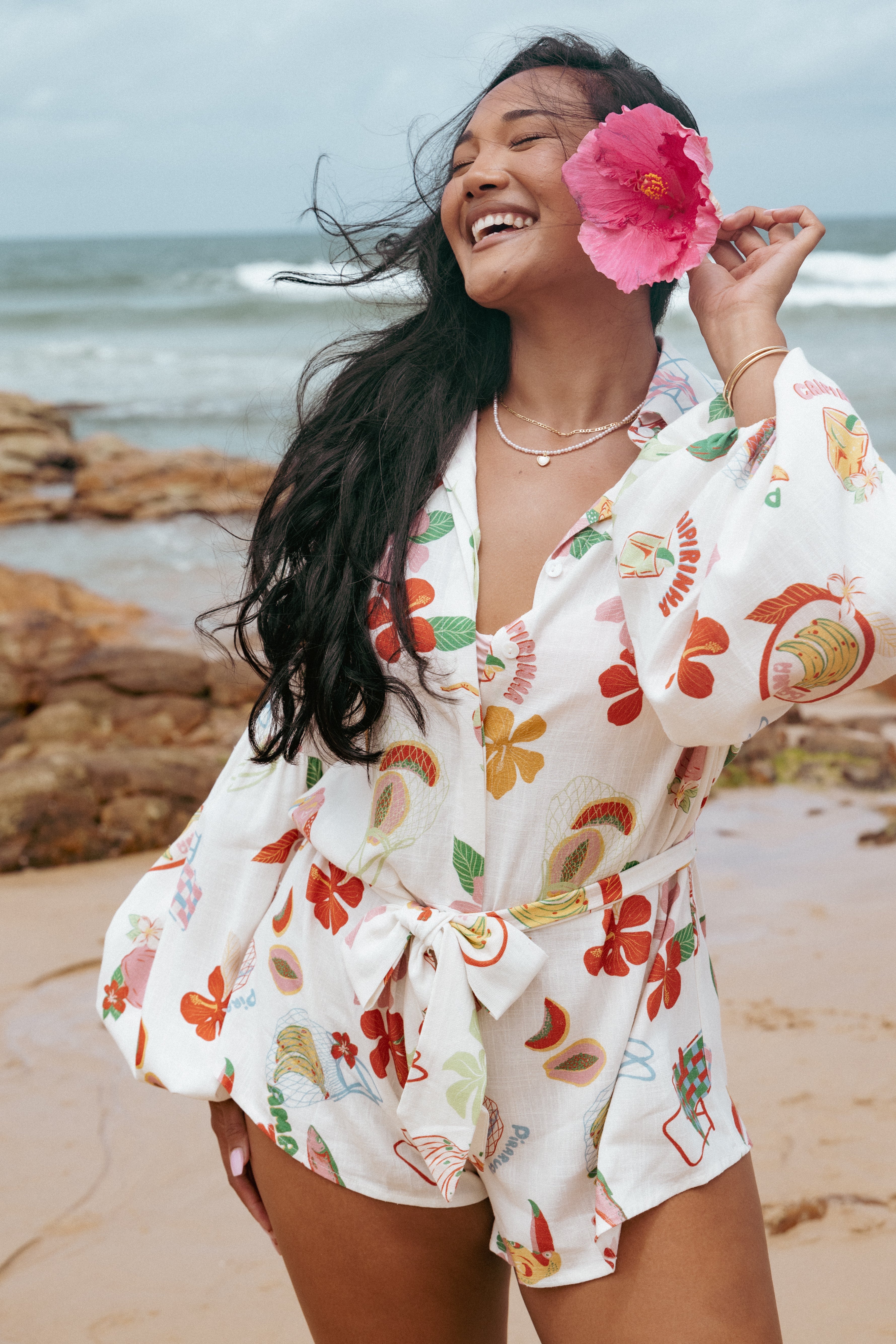 Jillia Long Sleeve Playsuit - Alfresco-Ladys Street