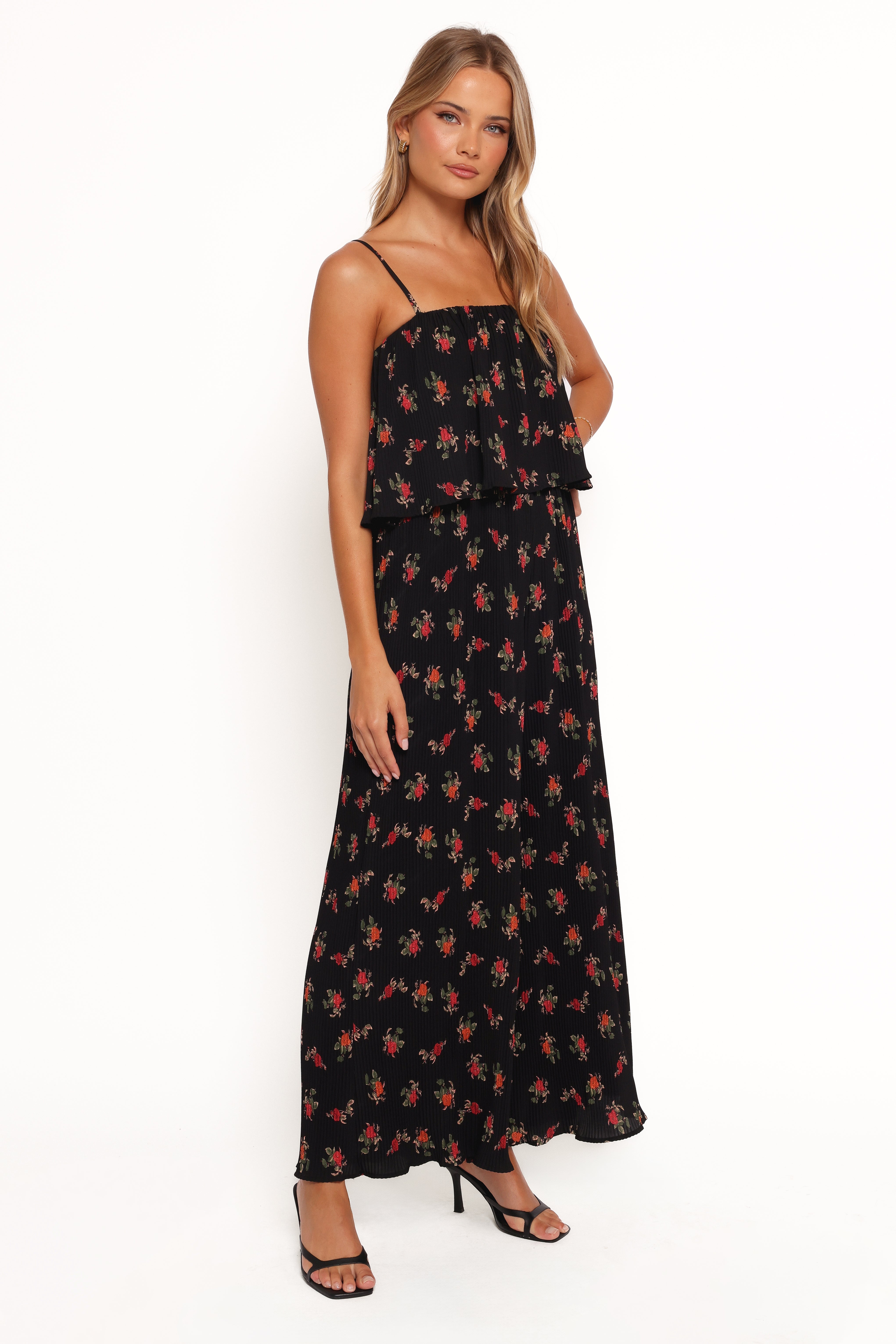 Jillian Plisse Jumpsuit - Black Rose-Ladys Street