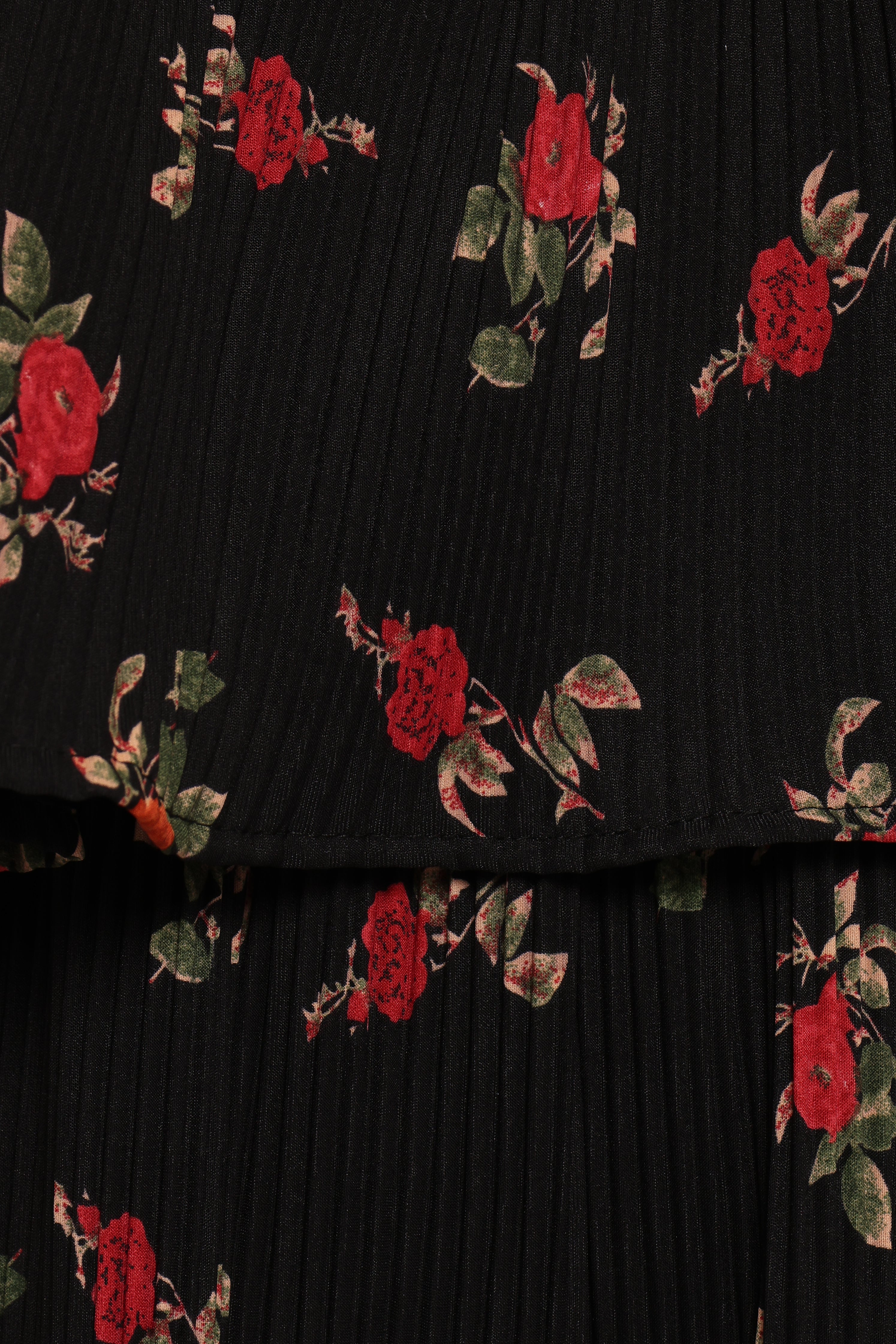 Jillian Plisse Jumpsuit - Black Rose-Ladys Street