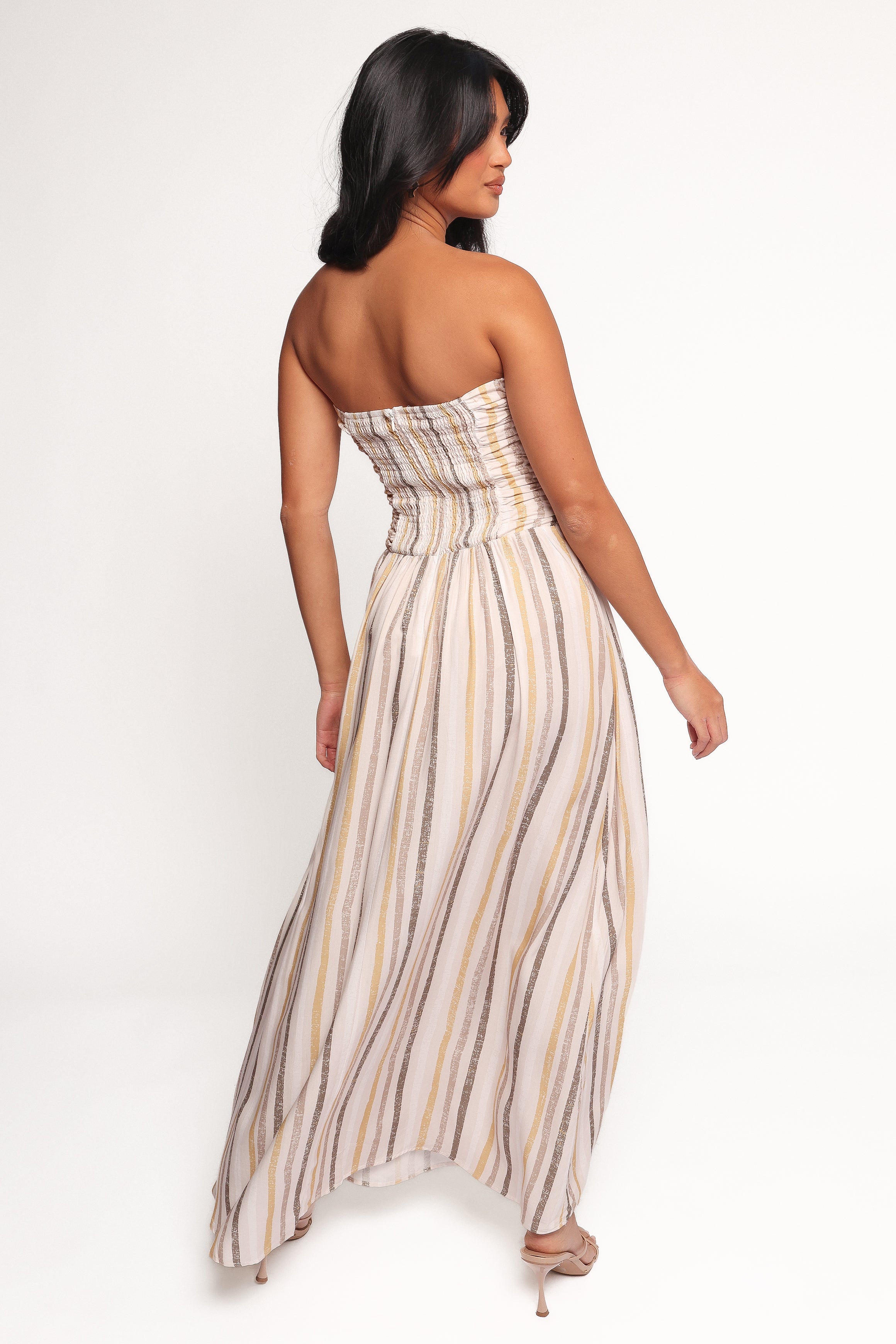 Jimena Strapless Maxi Dress - Brown Stripe-Ladys Street