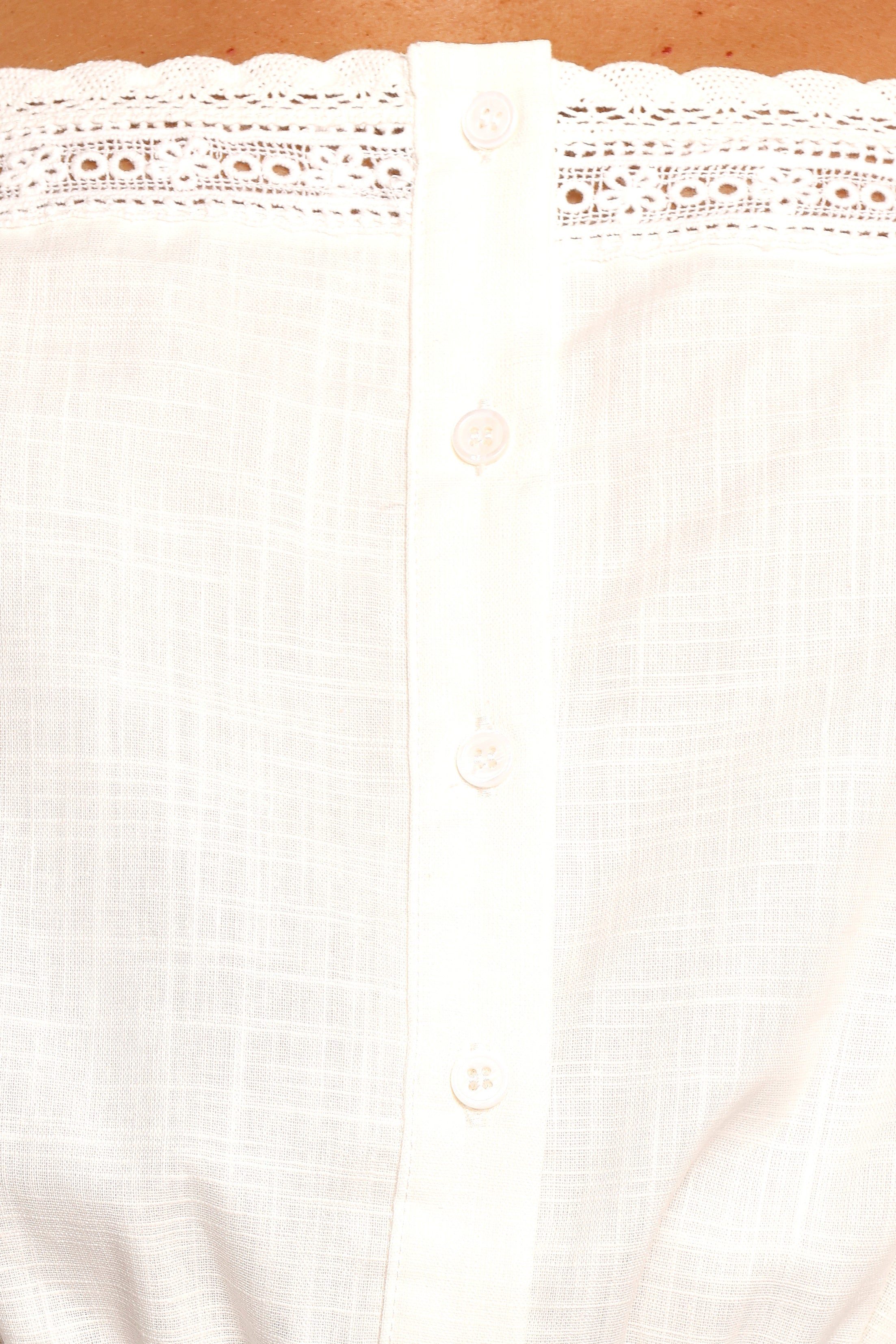 Joanina Lace Trim Romper - White-Ladys Street