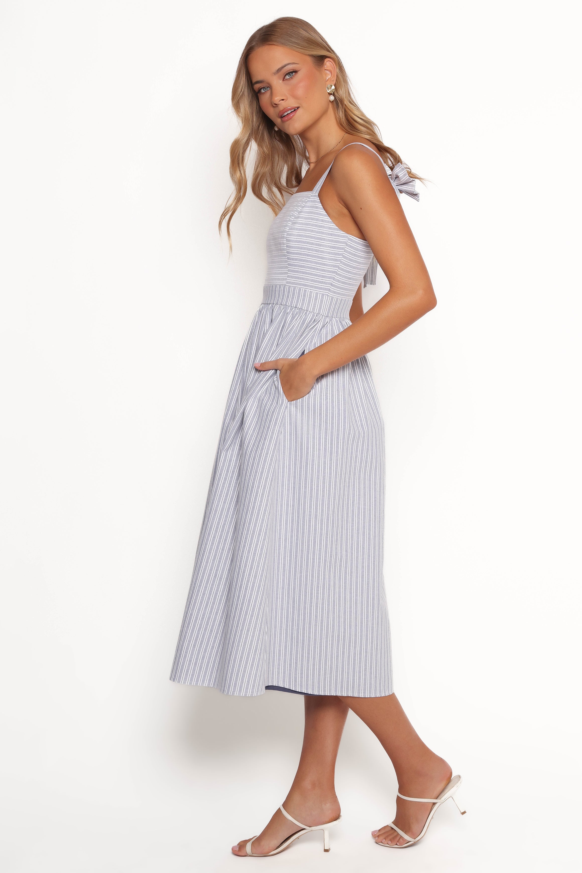 Johanna Midi Dress - Grey/White-Ladys Street