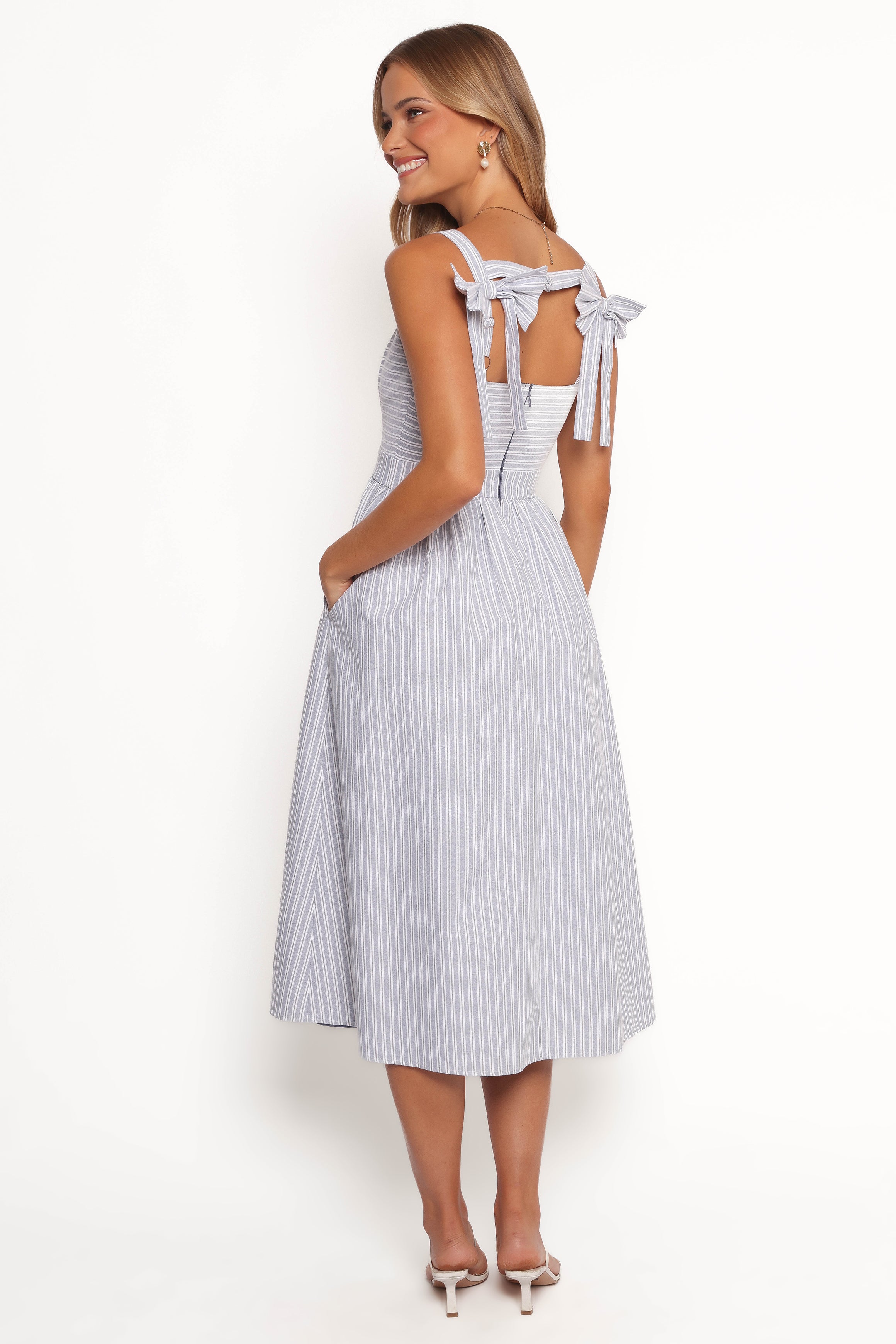 Johanna Midi Dress - Grey/White-Ladys Street
