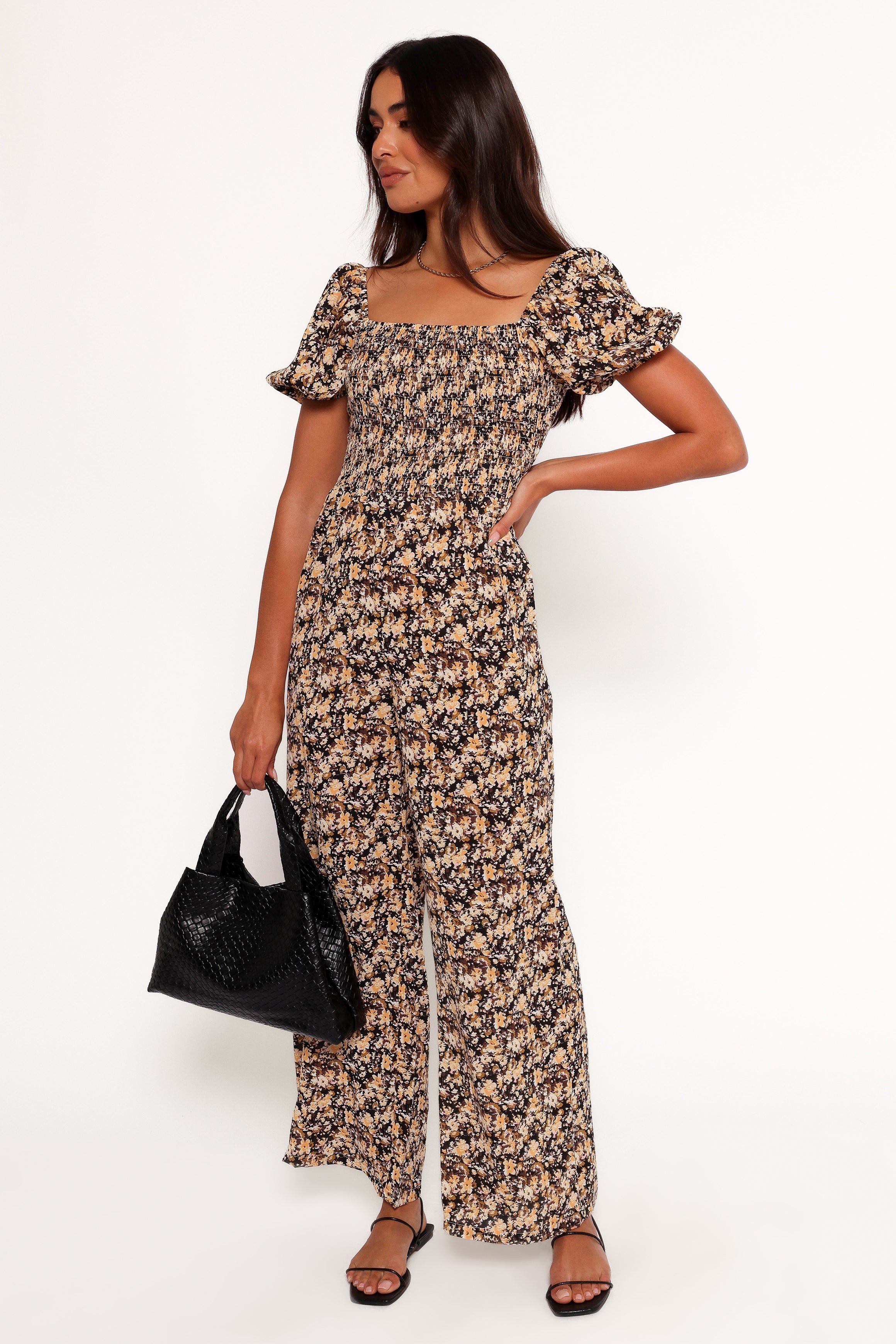 Jolene Jumpsuit - Black Ditsy Floral-Ladys Street
