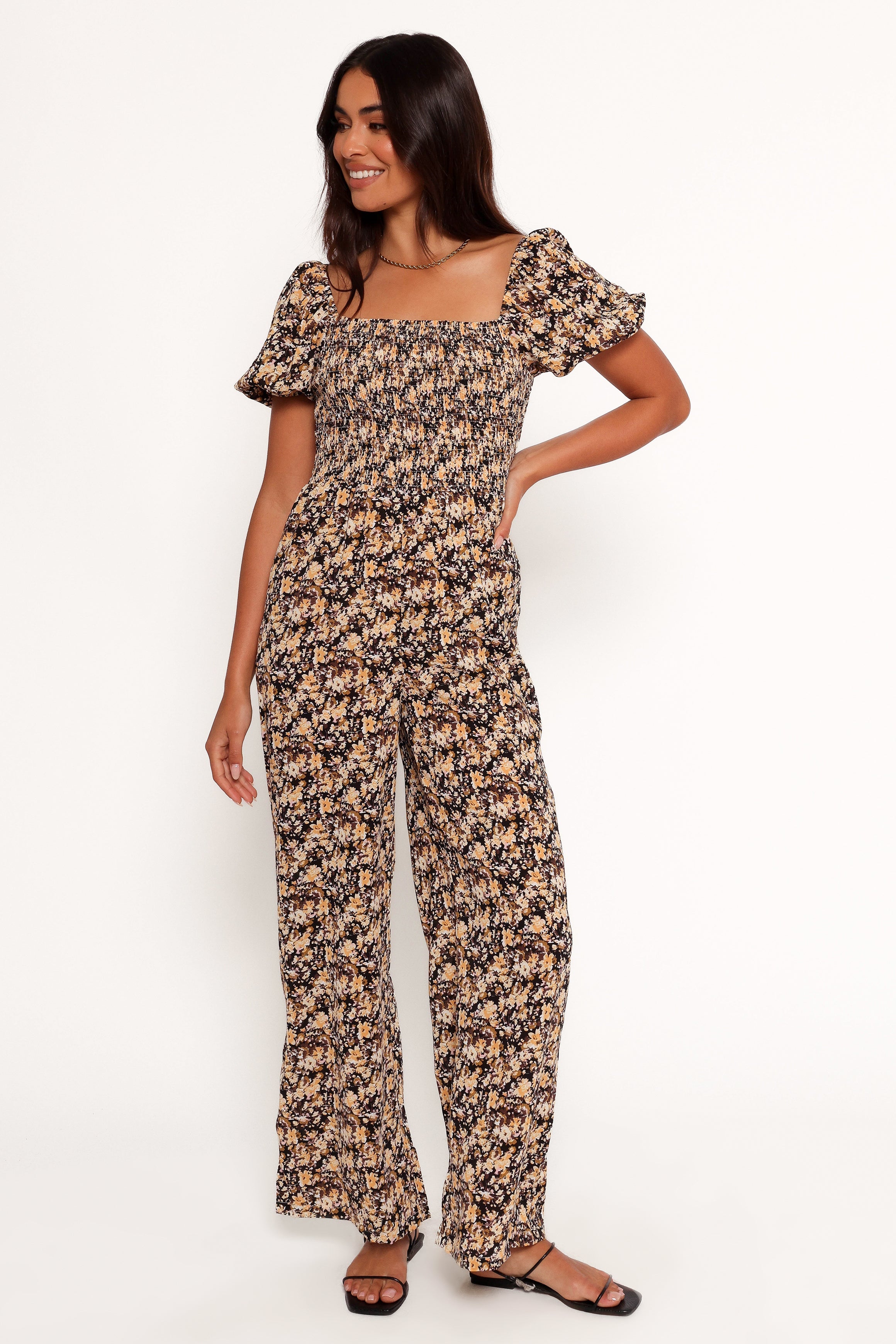 Jolene Jumpsuit - Black Ditsy Floral-Ladys Street