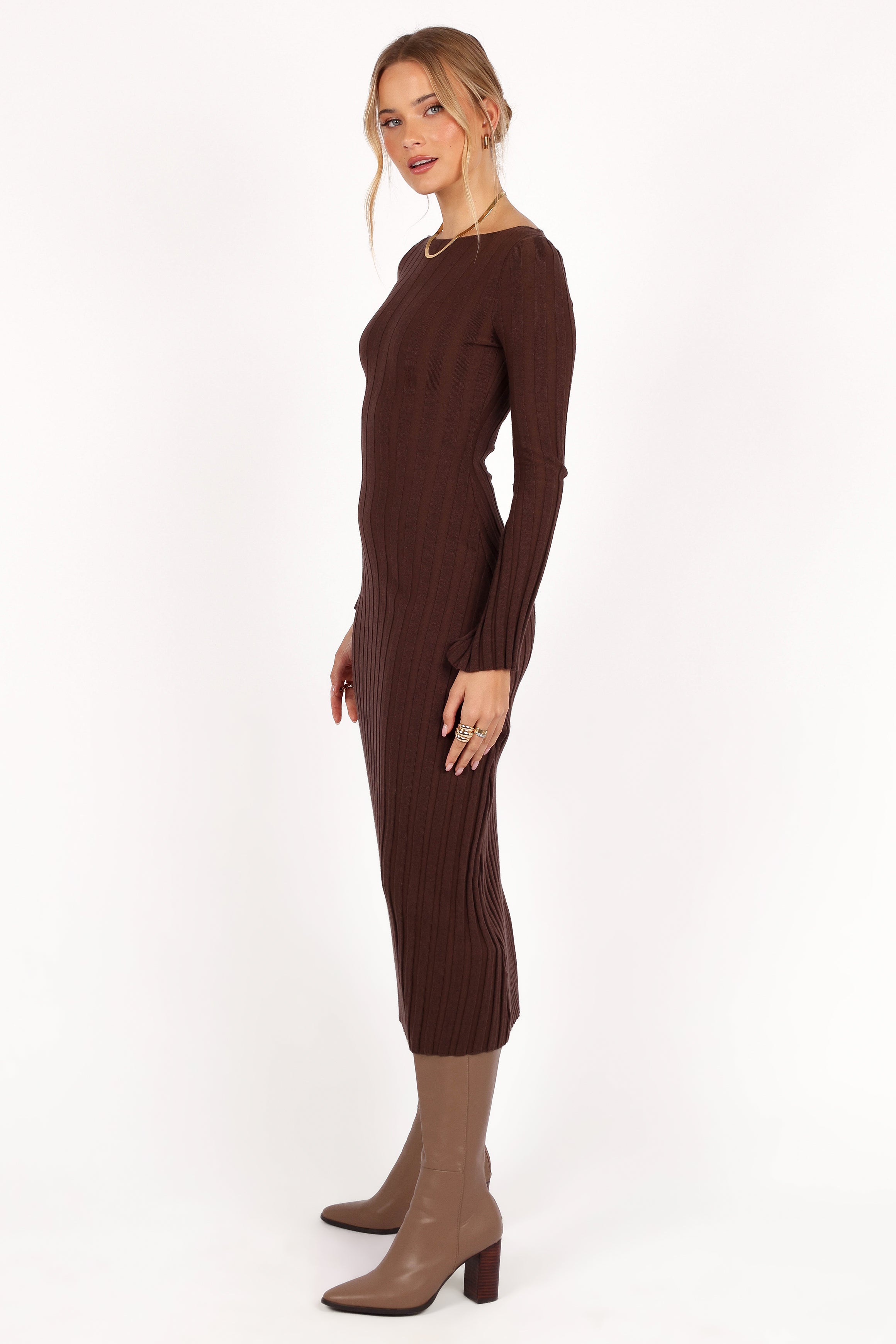 Jolene Long Sleeve Maxi Dress - Brown-Ladys Street
