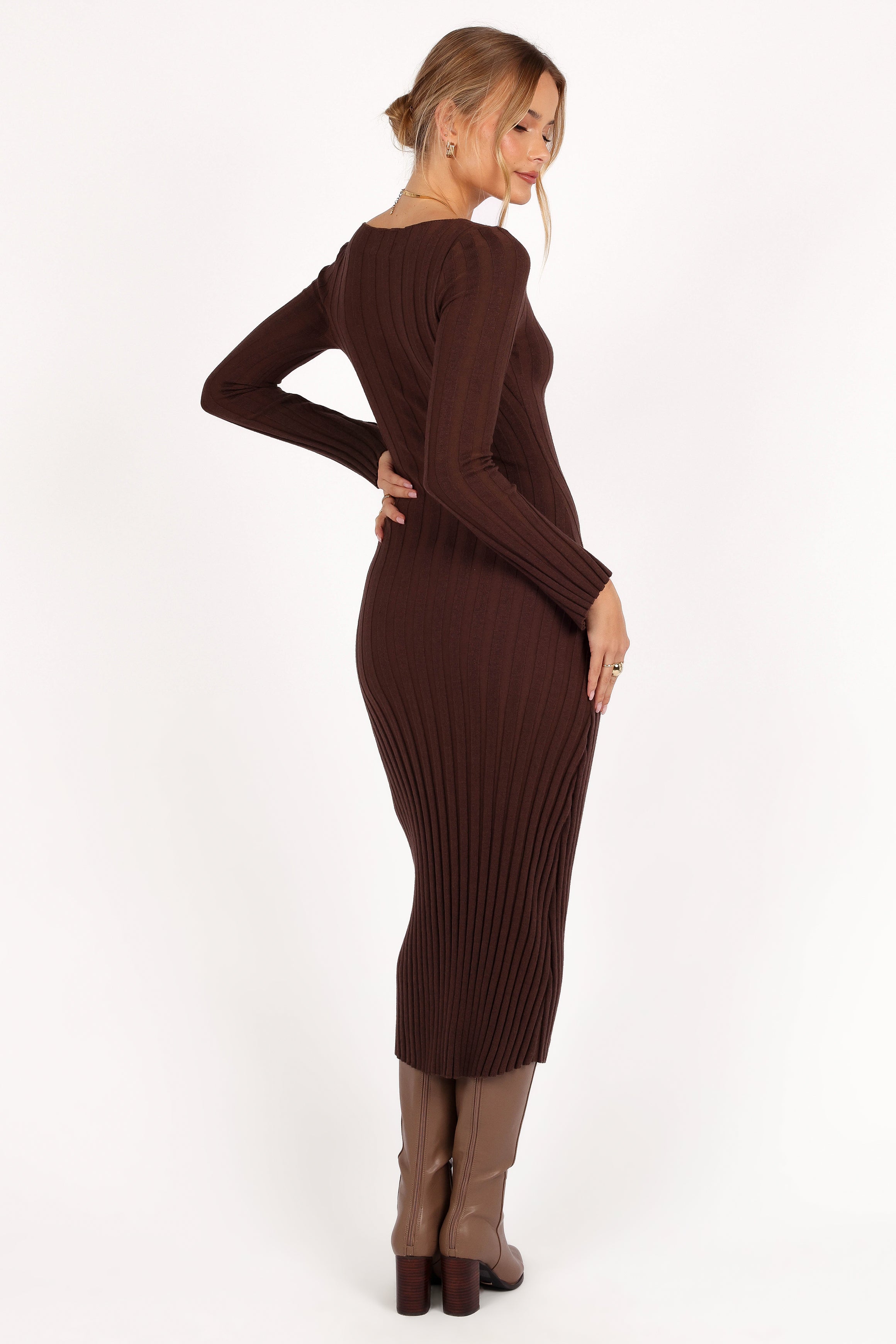 Jolene Long Sleeve Maxi Dress - Brown-Ladys Street