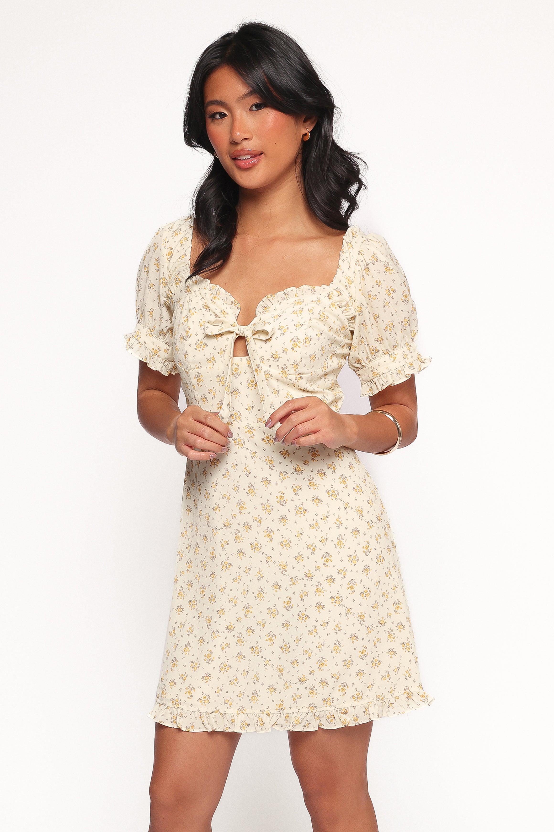 Joss Mini Dress - Cream Yellow-Ladys Street