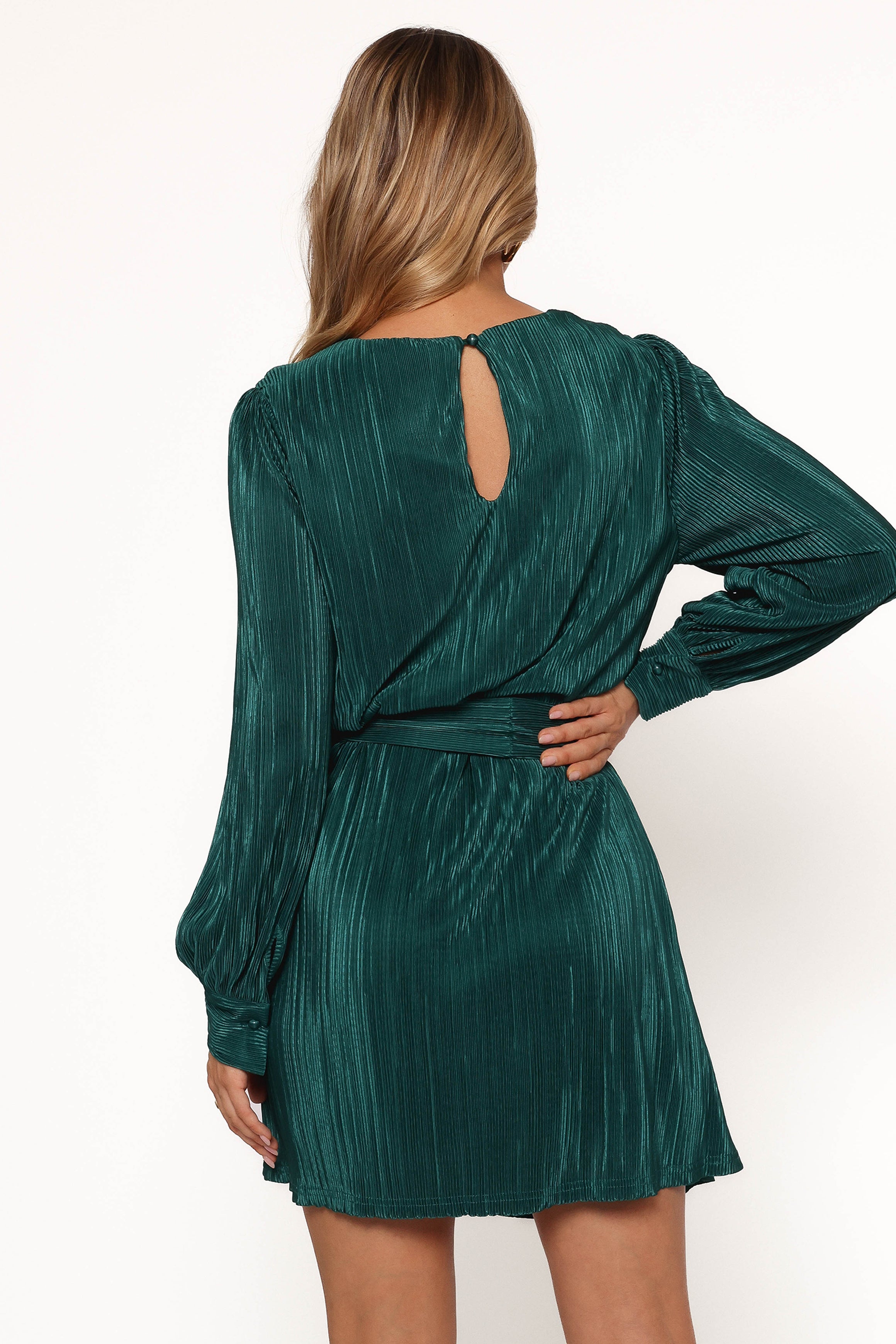 Joy Plisse Mini Dress - Dark Jade-Ladys Street