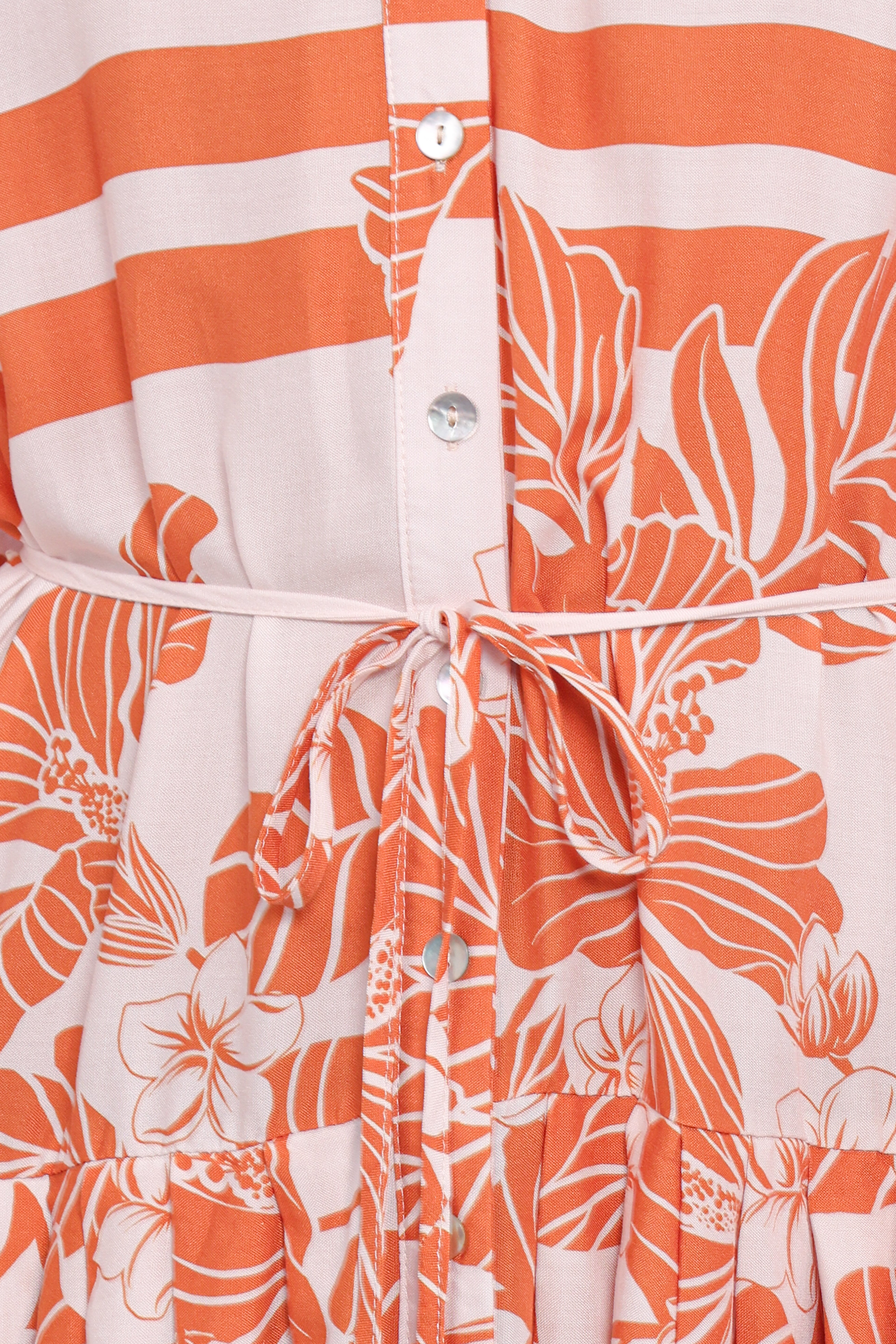 Jules Long Sleeve Dress - White/Orange-Ladys Street