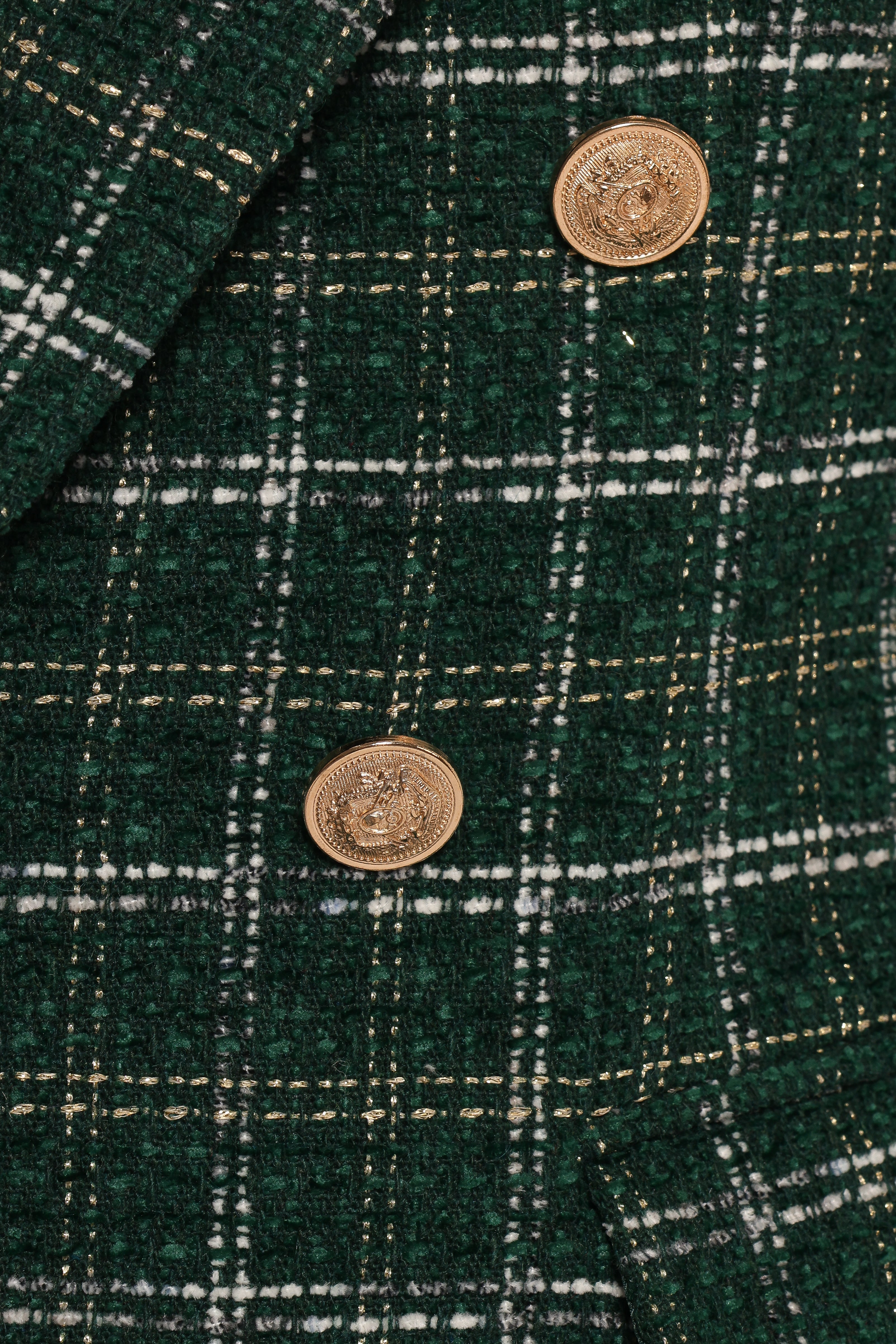 Jules Twill Plaid Blazer - Green-Ladys Street