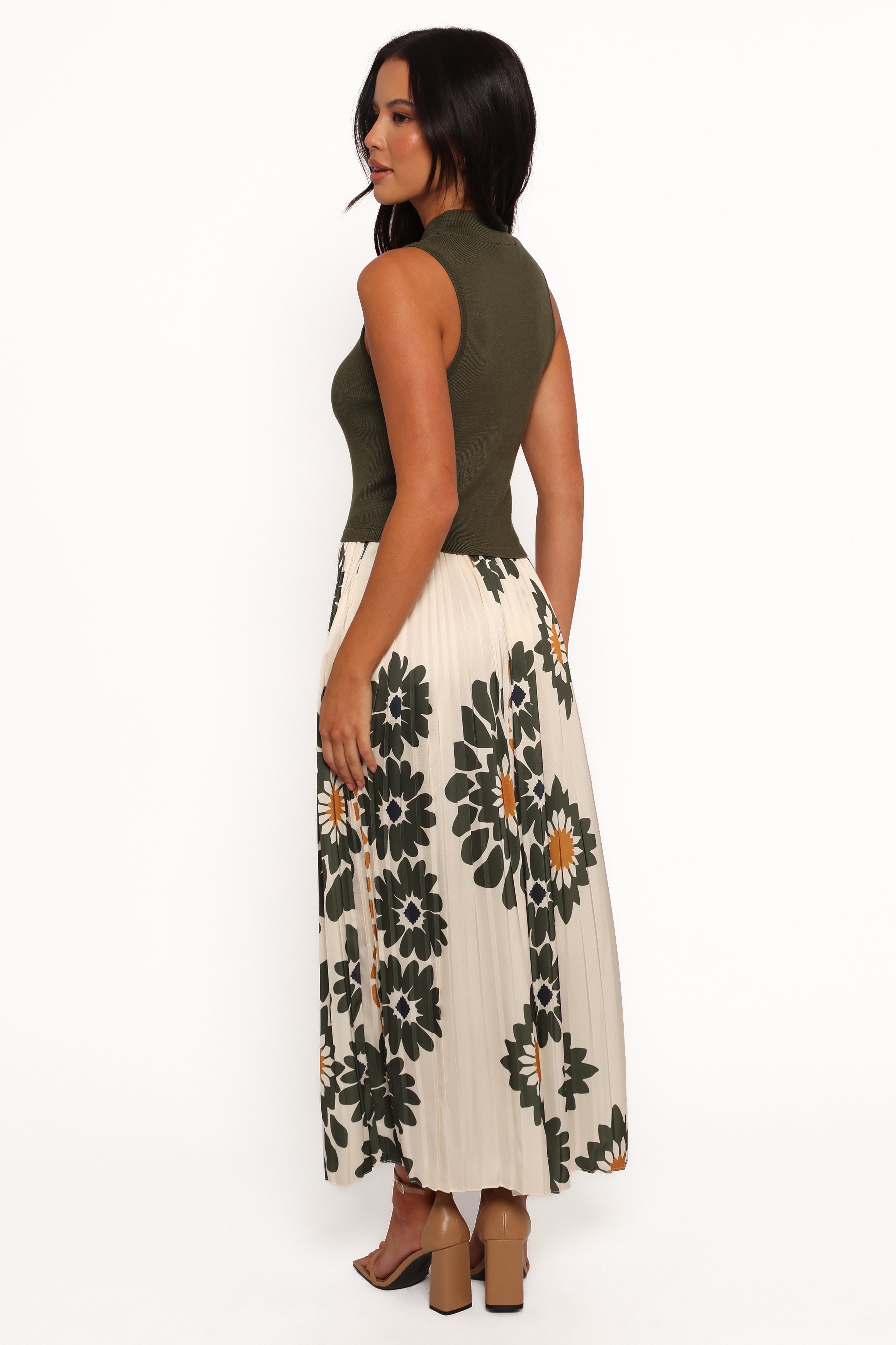 June Midi Dress - Cream/Olive-Ladys Street