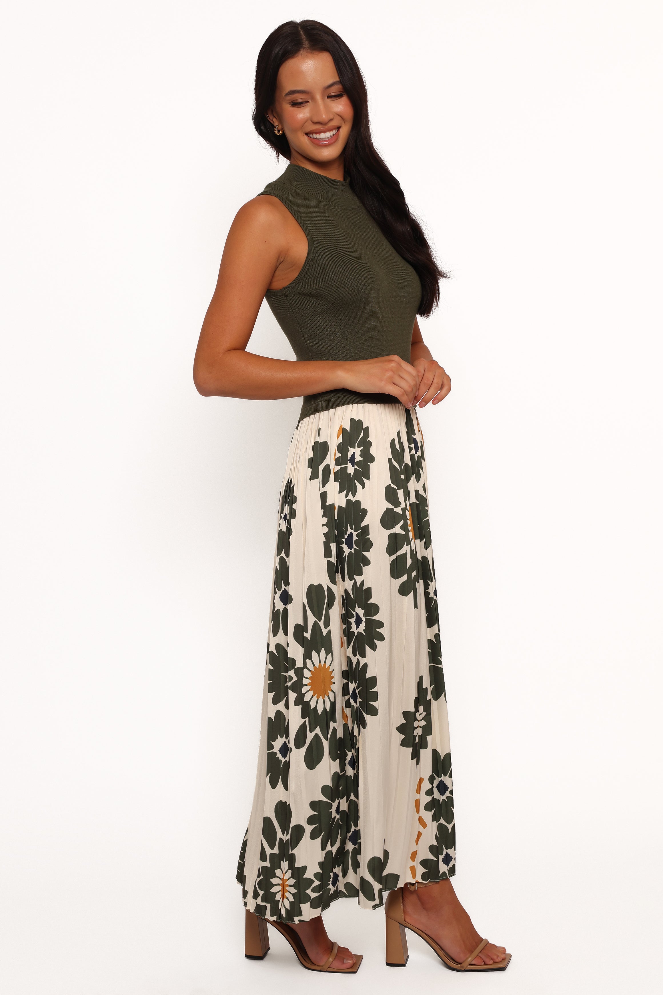 June Midi Dress - Cream/Olive-Ladys Street