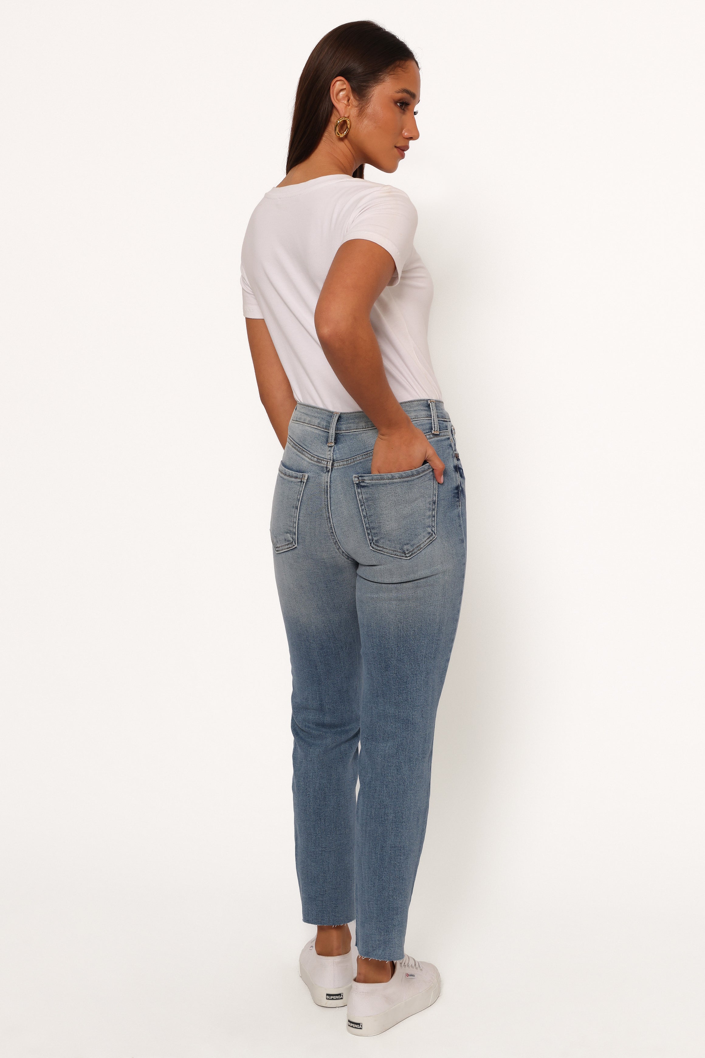 Just Black Distressed Slim Leg Jean - Light Denim-Ladys Street