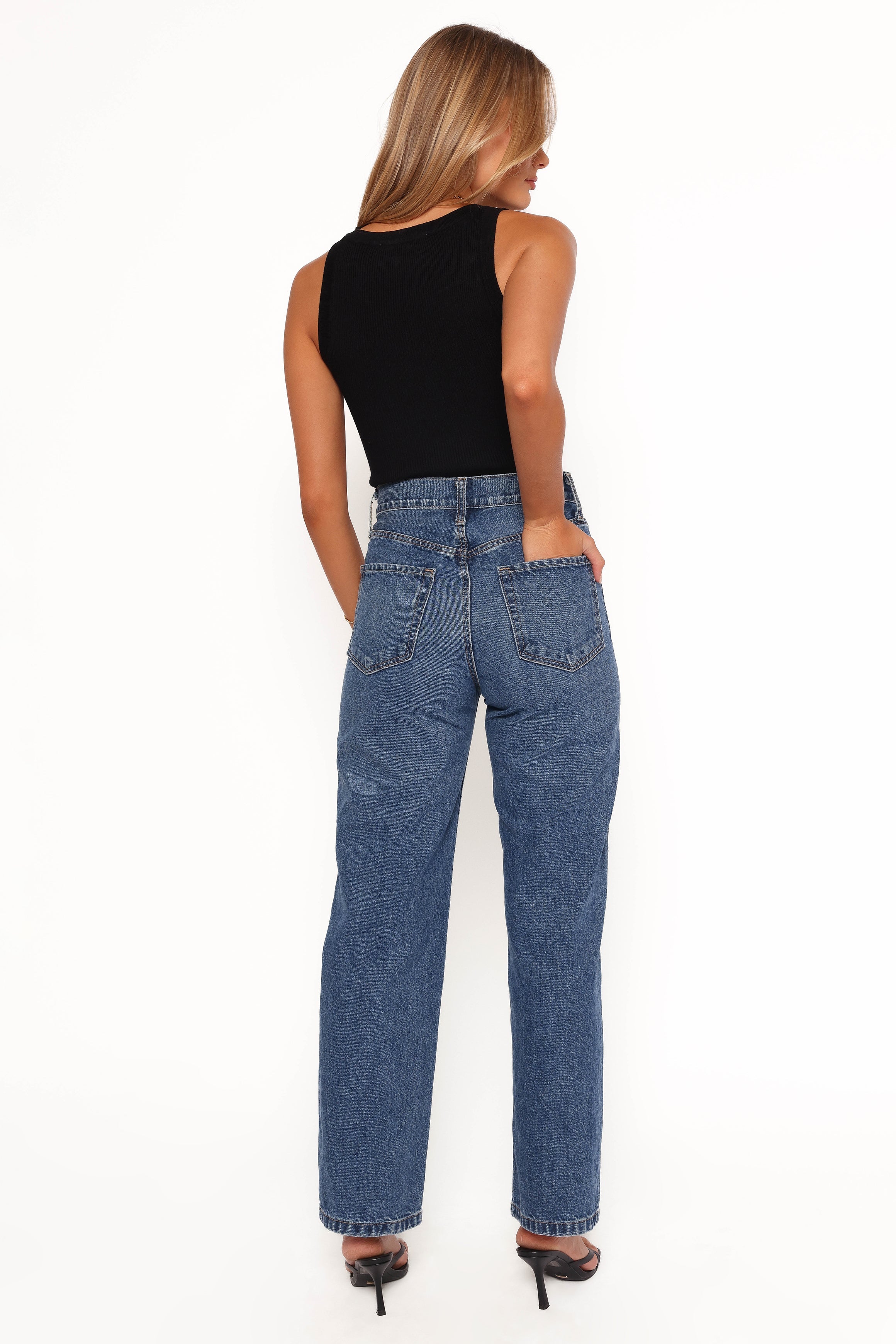 Just Black Relaxed 90s Straight Jean - Dark Denim-Ladys Street