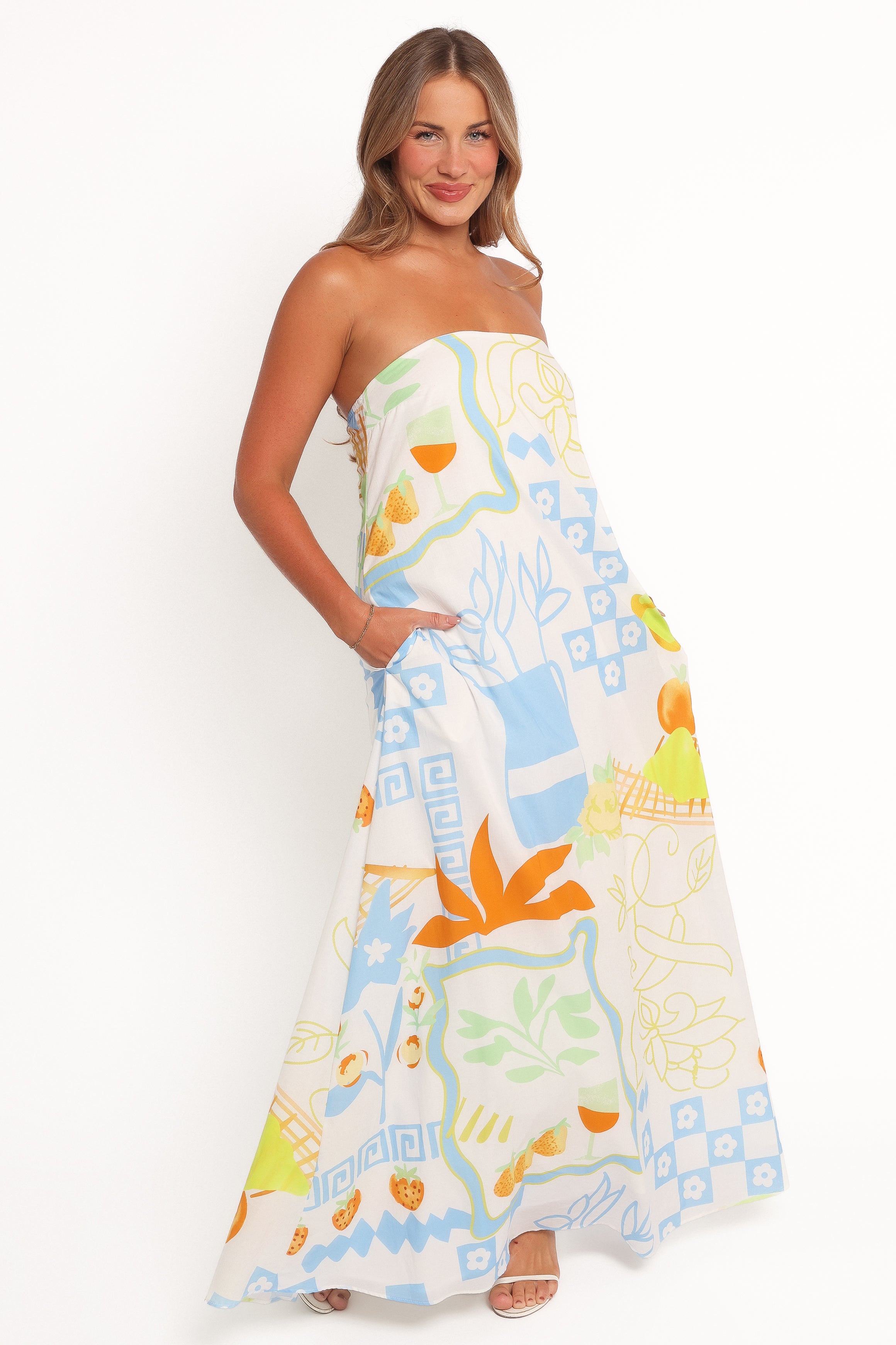Kaelani Strapless Maxi Dress - Multi Print-Ladys Street