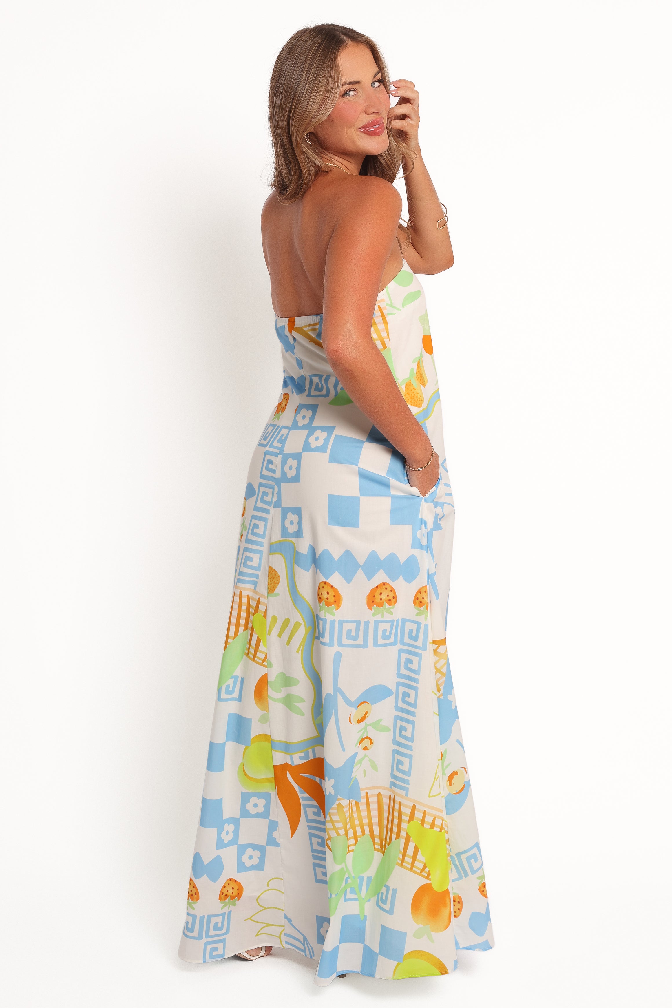 Kaelani Strapless Maxi Dress - Multi Print-Ladys Street