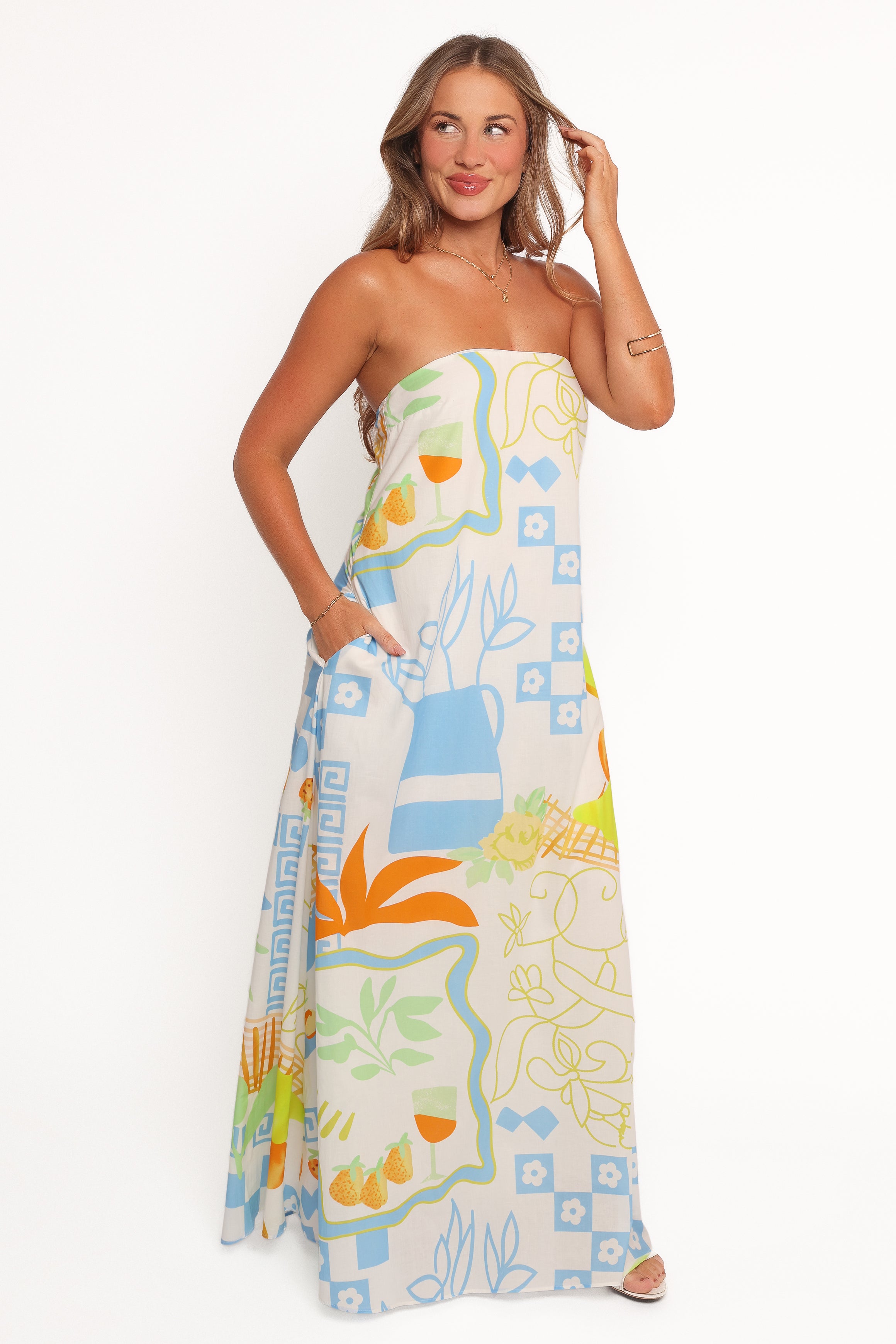 Kaelani Strapless Maxi Dress - Multi Print-Ladys Street