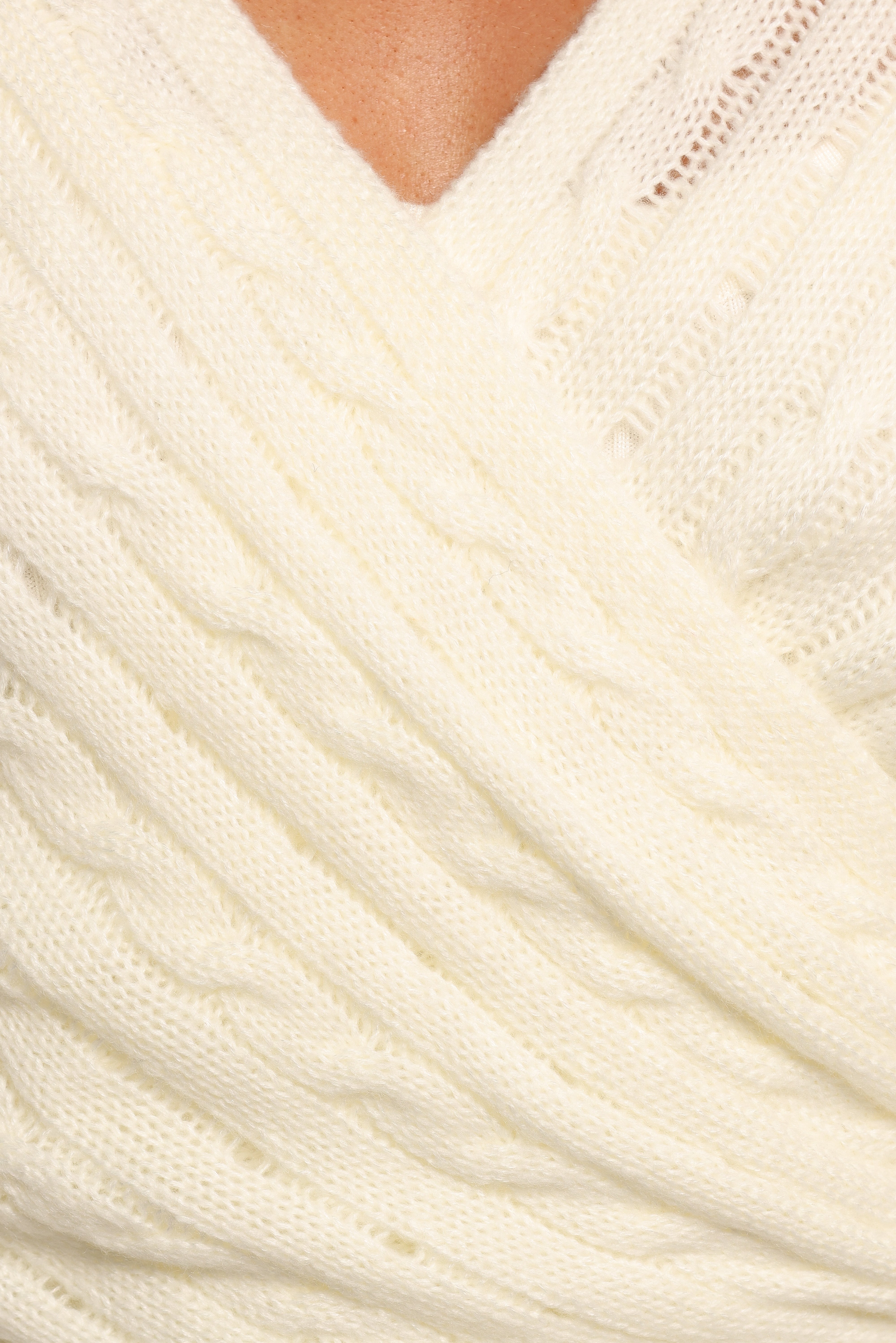 Kaelie Wrap Front Knit Top - White-Ladys Street