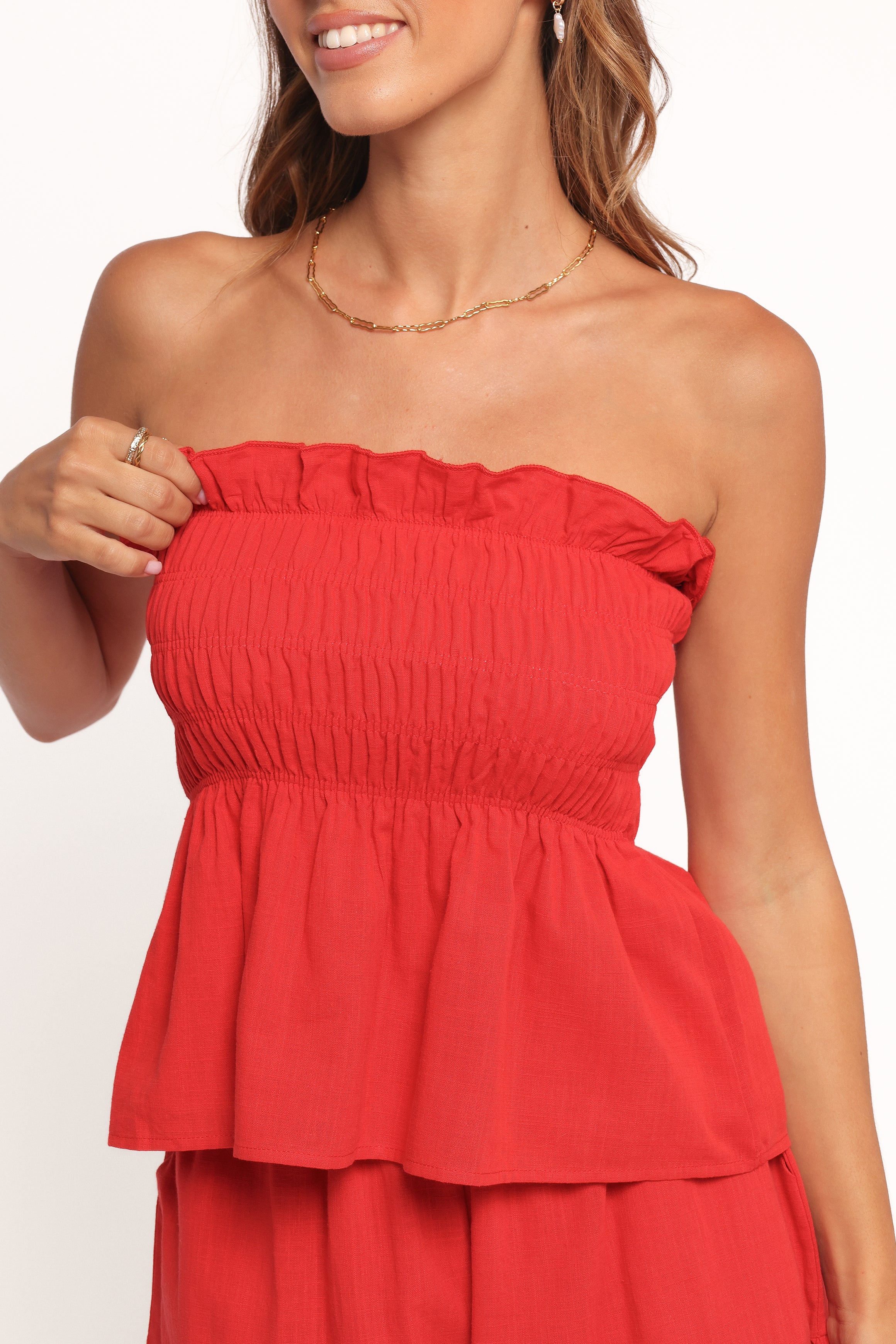 Kaiya Frill Short Set - Red-Ladys Street