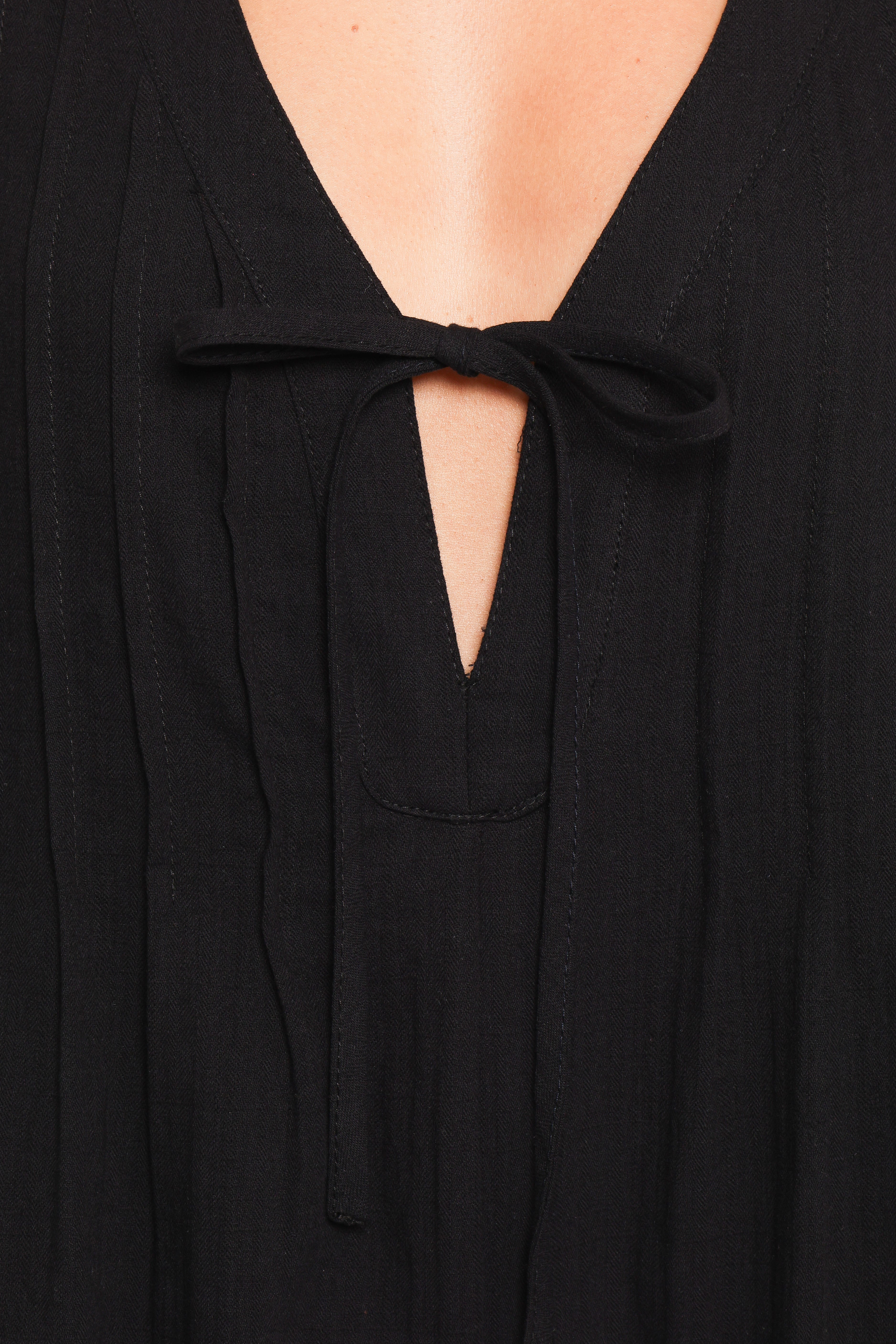 Kallie Tie Front Romper - Black-Ladys Street