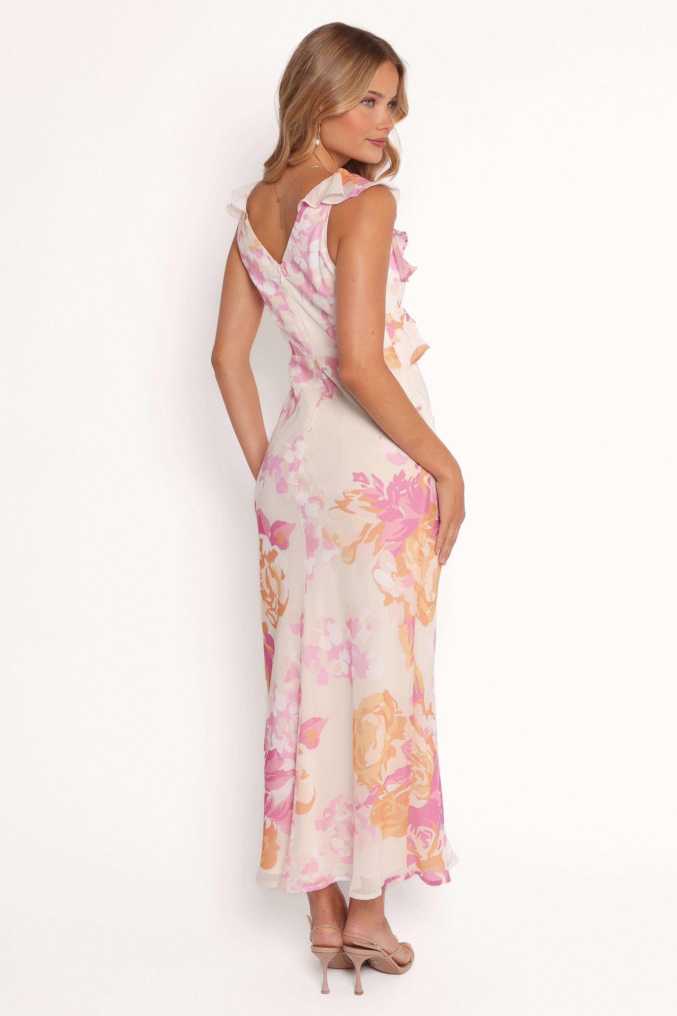 Kaori Midi Dress - Pink Floral-Ladys Street