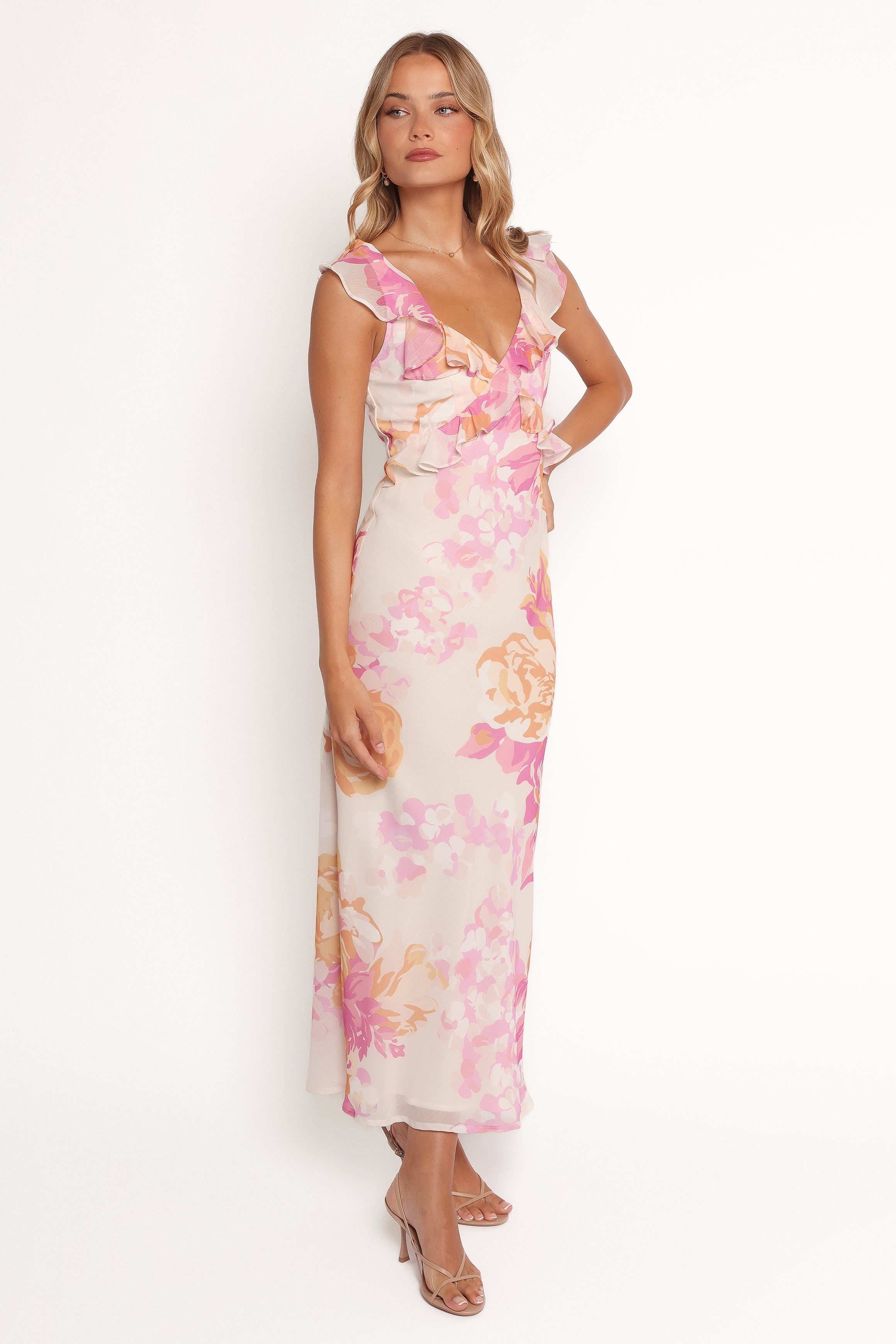 Kaori Midi Dress - Pink Floral-Ladys Street