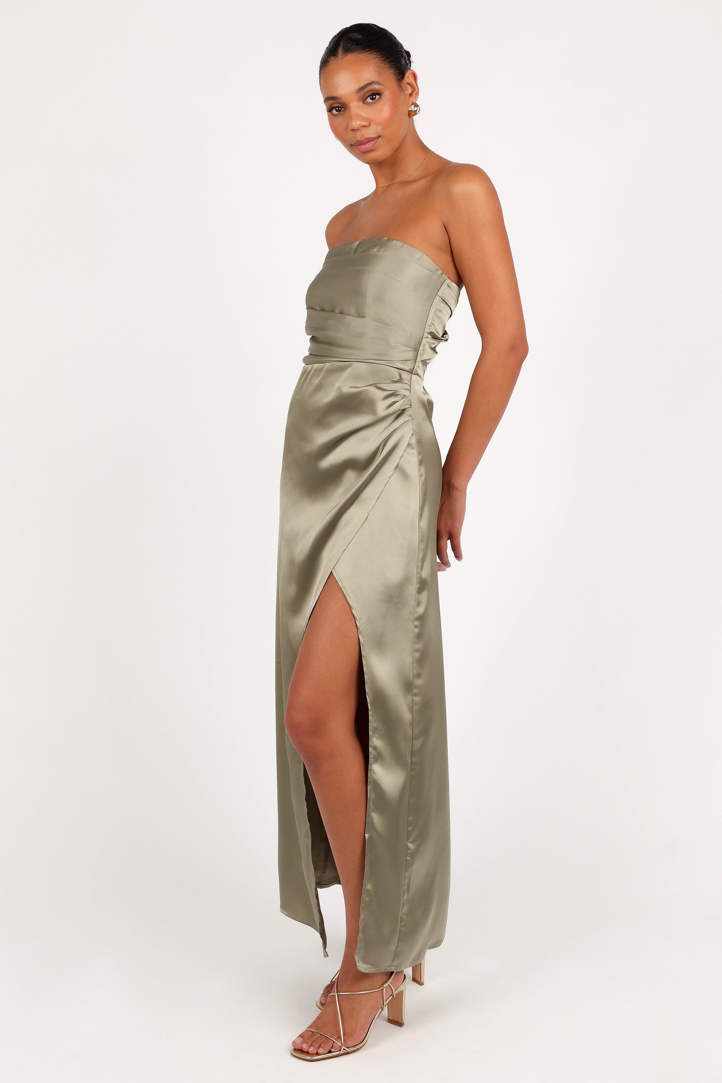 Kara Strapless Maxi Dress - Olive-Ladys Street