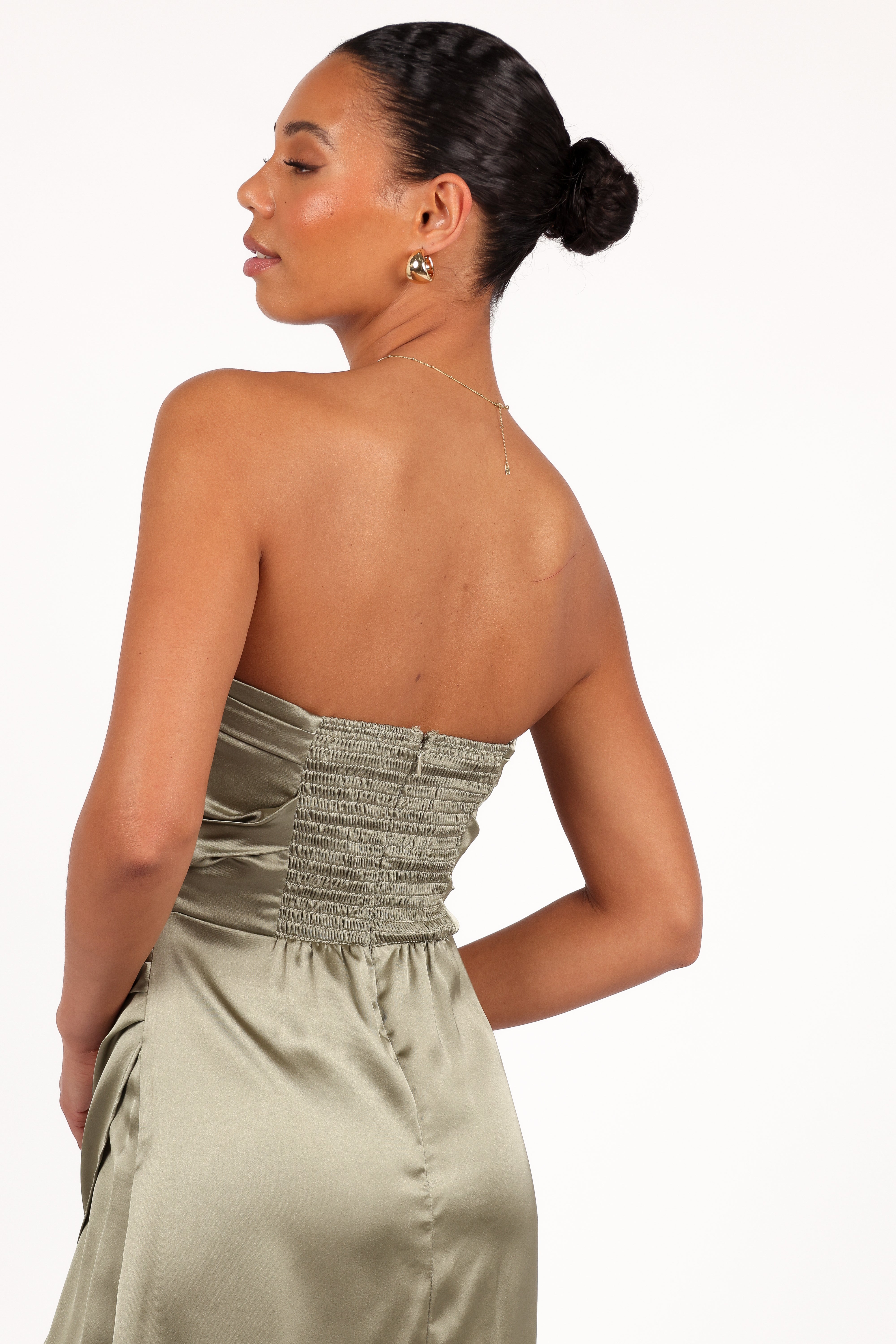 Kara Strapless Maxi Dress - Olive-Ladys Street