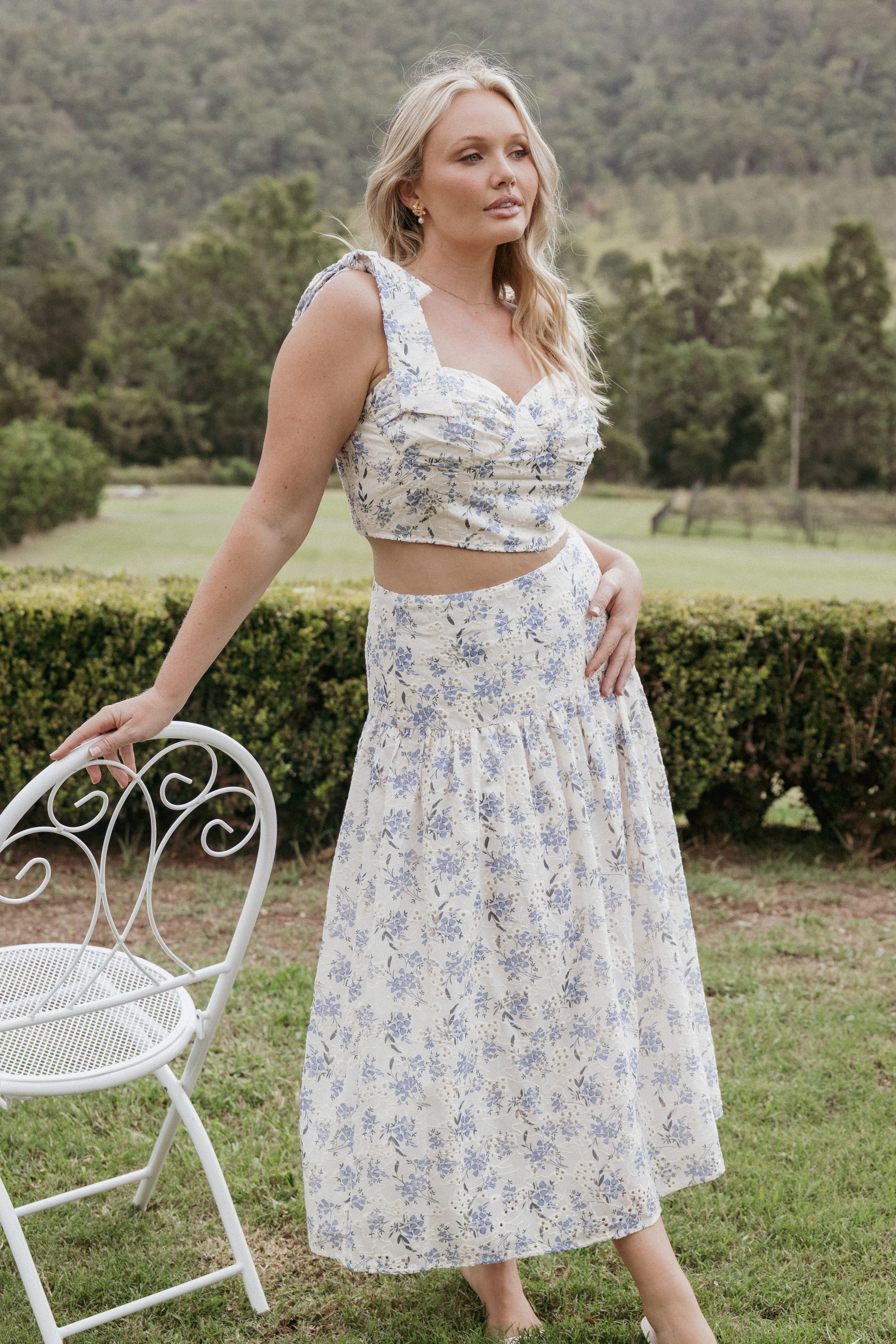 Kara Two Piece Set - Blue Floral-Ladys Street