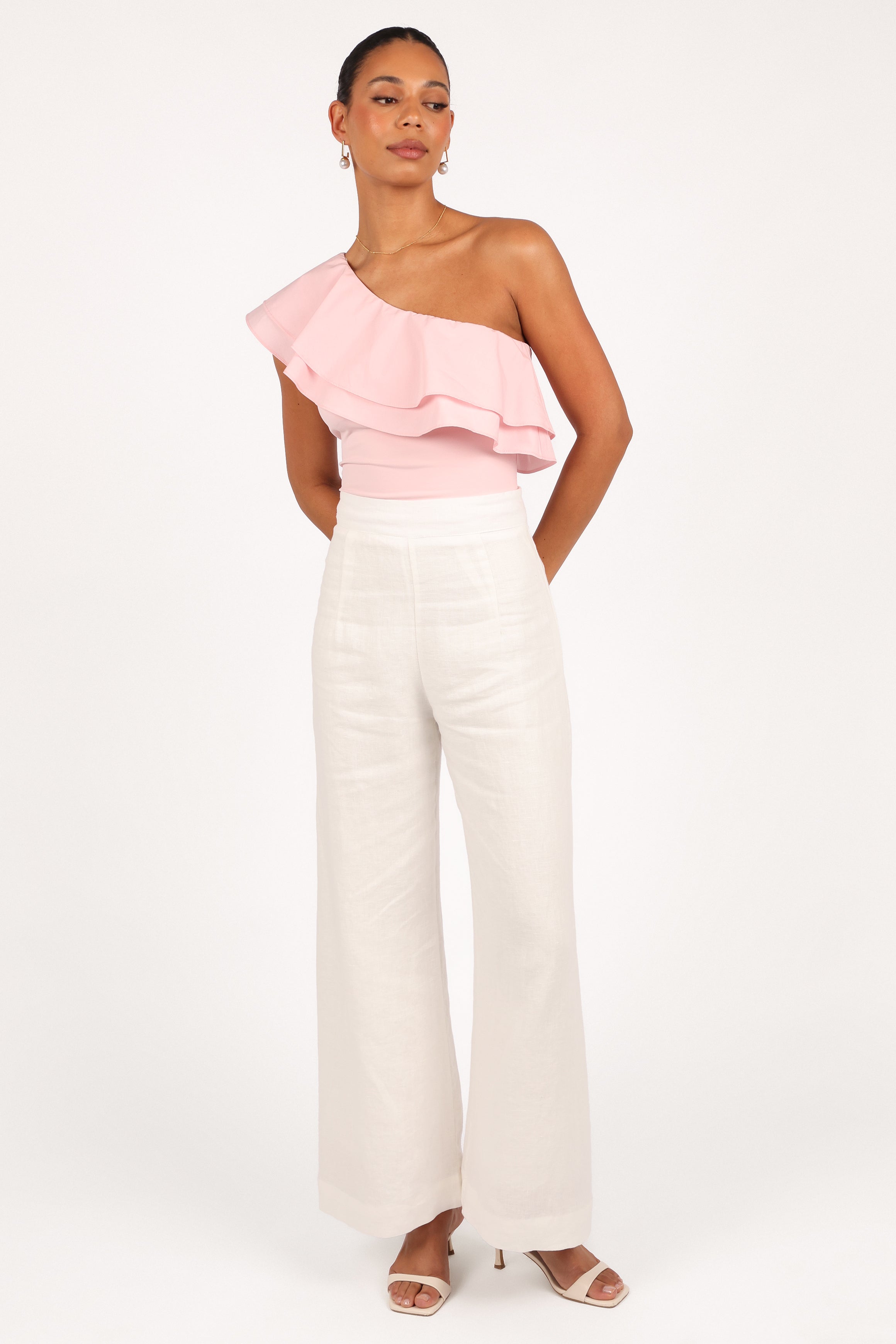 Kate One Shoulder Top - Petal Pink-Ladys Street