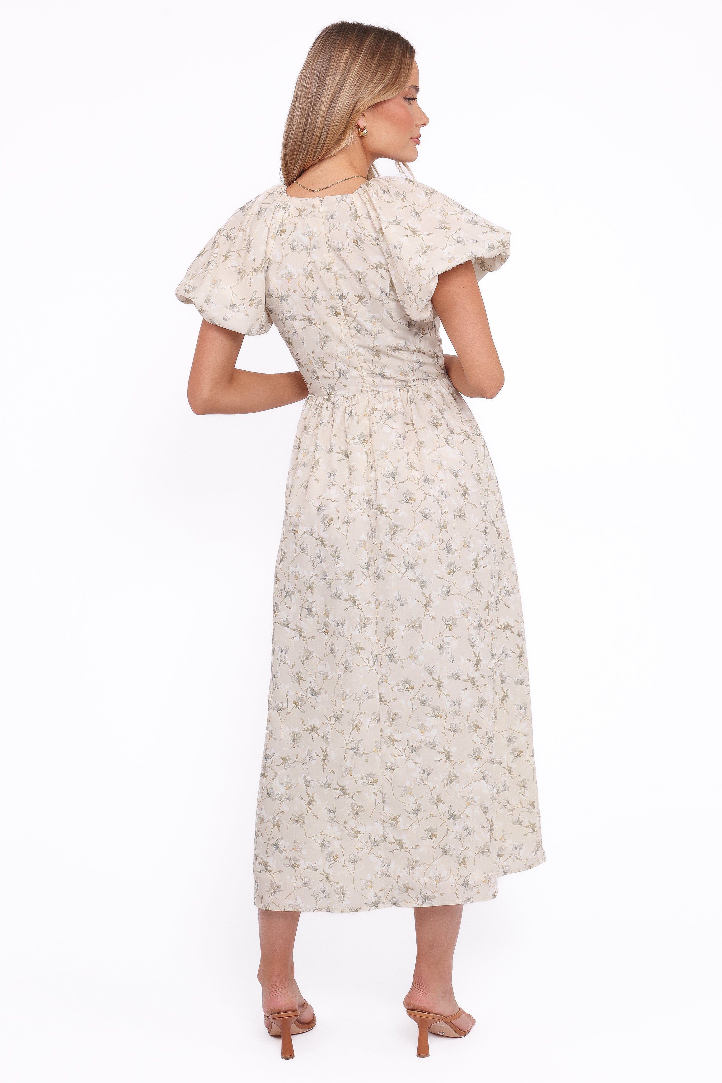 Kathleen Maxi Dress - Light Beige/Green Floral-Ladys Street