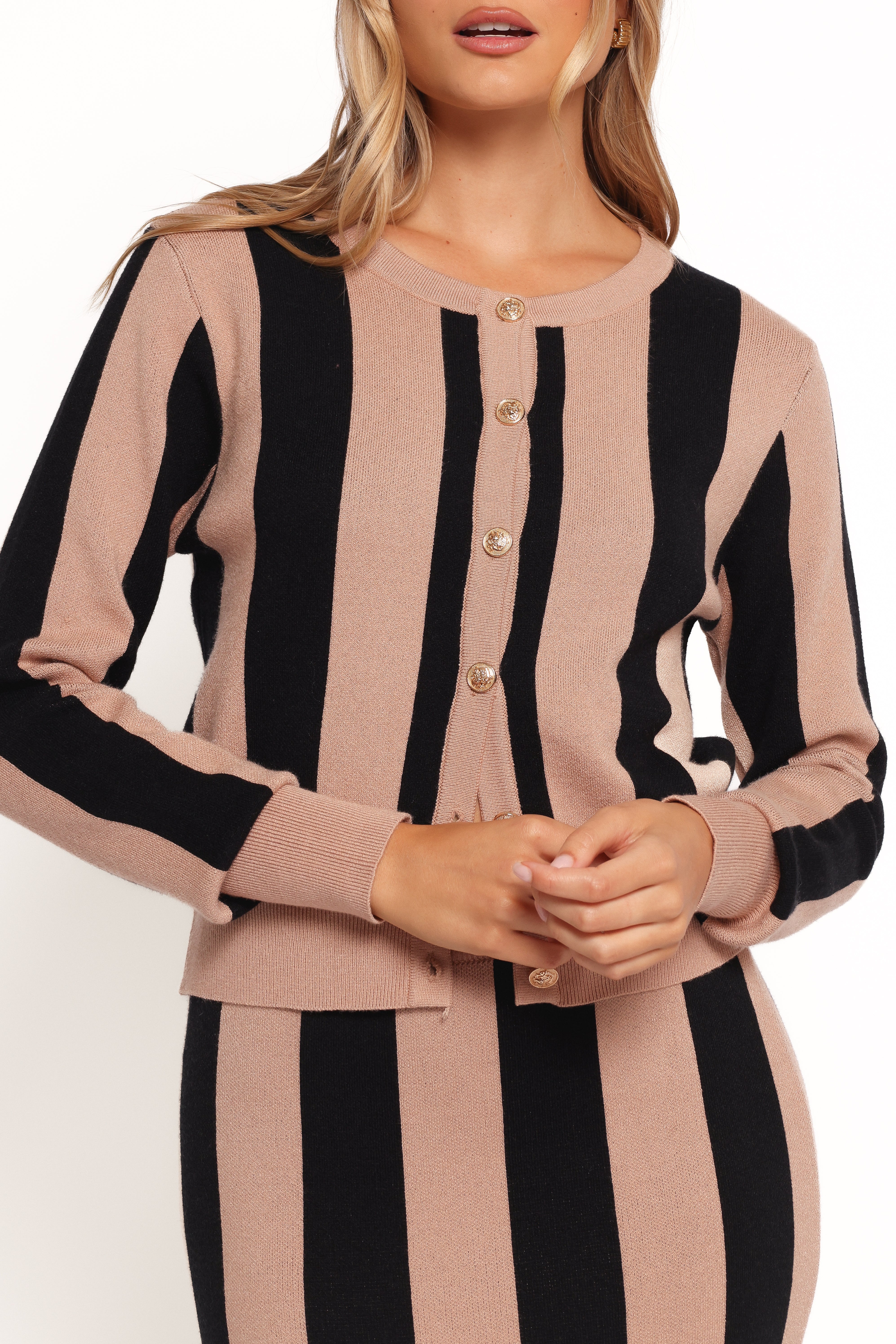 Katin Knit Skirt Set - Black Brown Stripe-Ladys Street