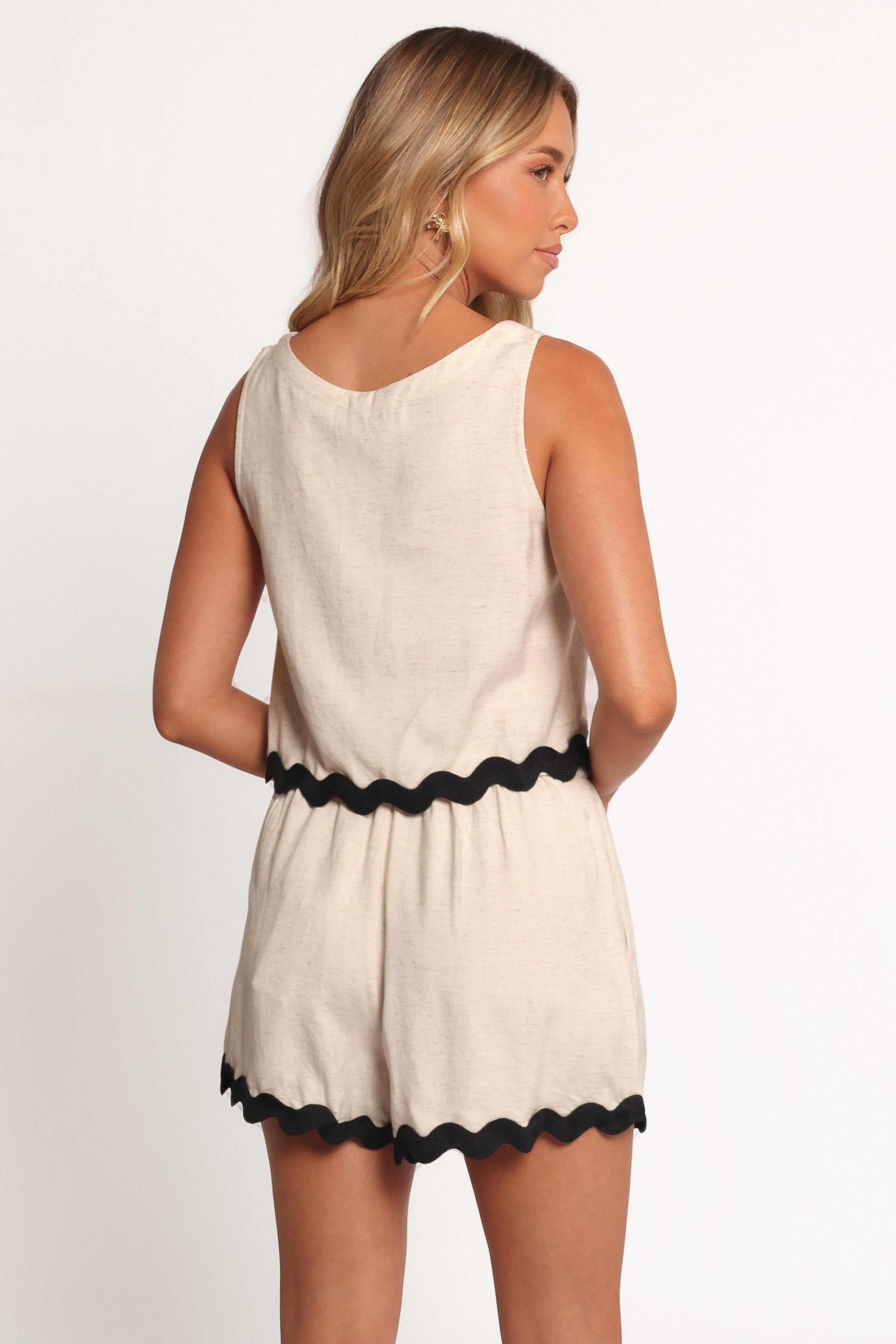 Katy Short Set - Cream Black-Ladys Street