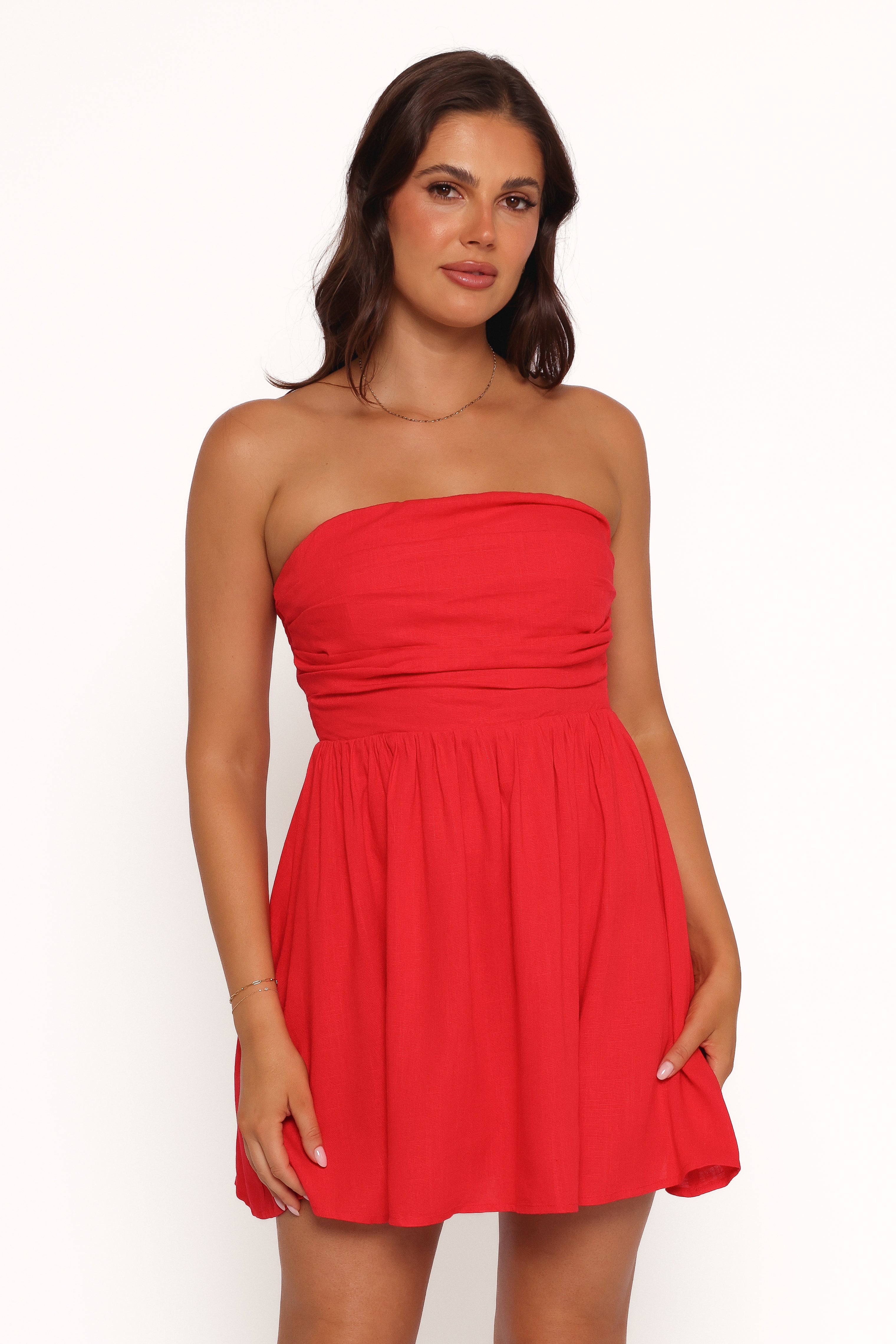 Katy Strapless Mini Dress - Red-Ladys Street