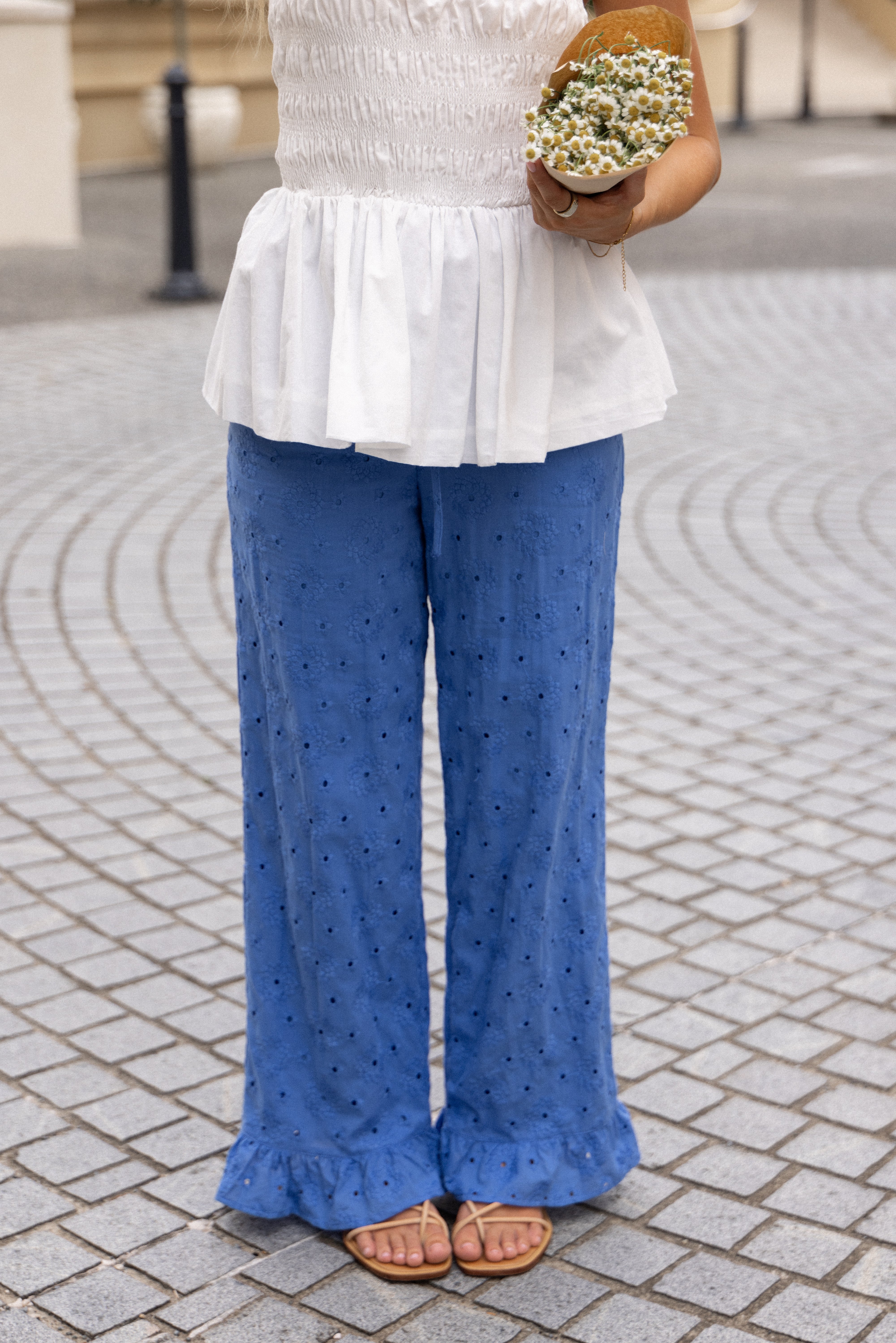 Katya Embroidered Pants - Cobalt-Ladys Street